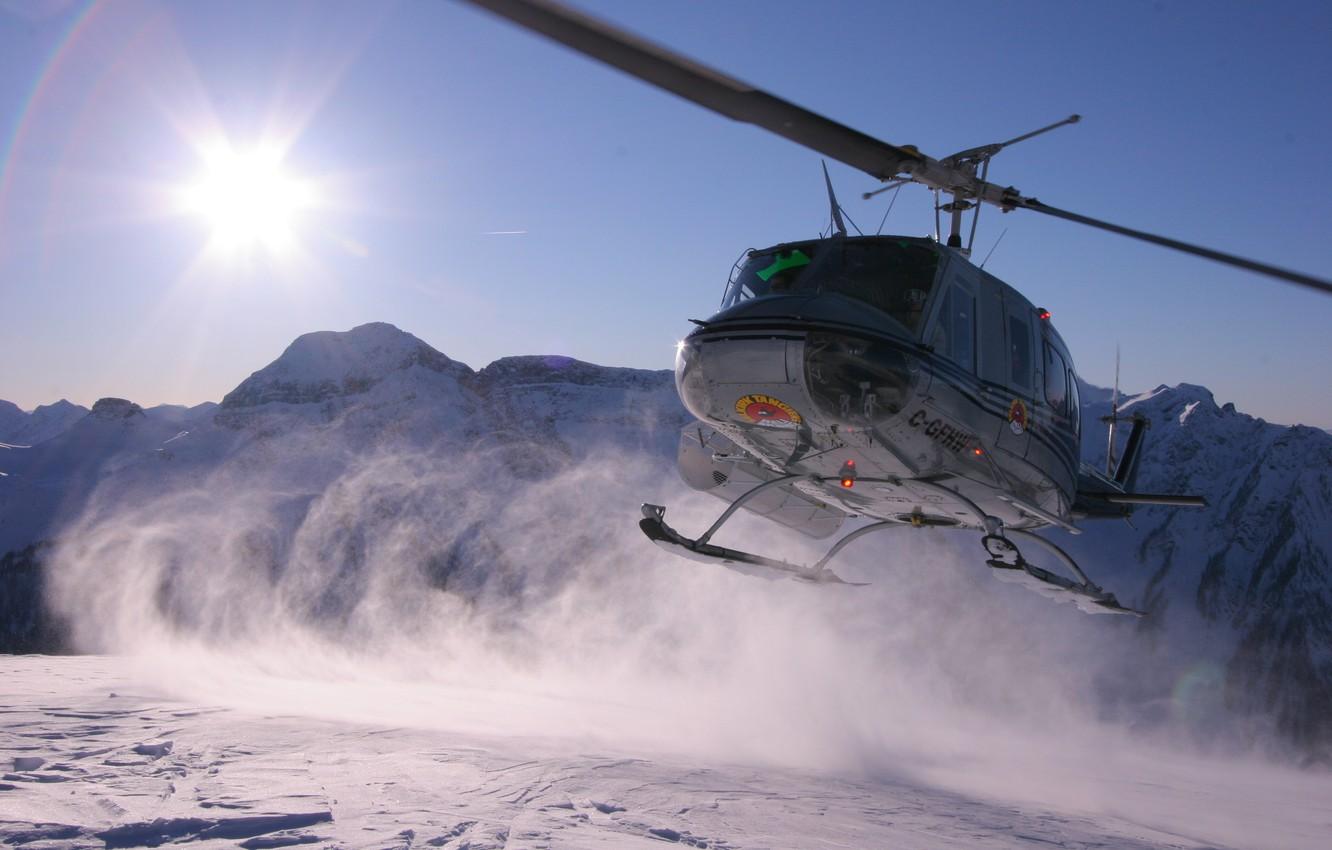 Wallpaper The Sun, Mountains, Bell Helicopter Textron, UH 1