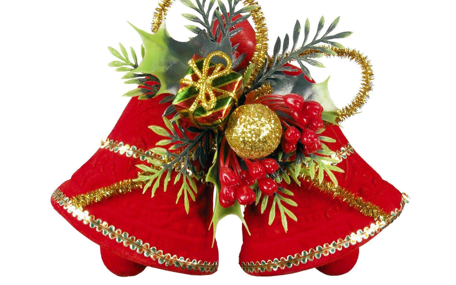 Christmas Jingle bells image with holly ribbon decorations