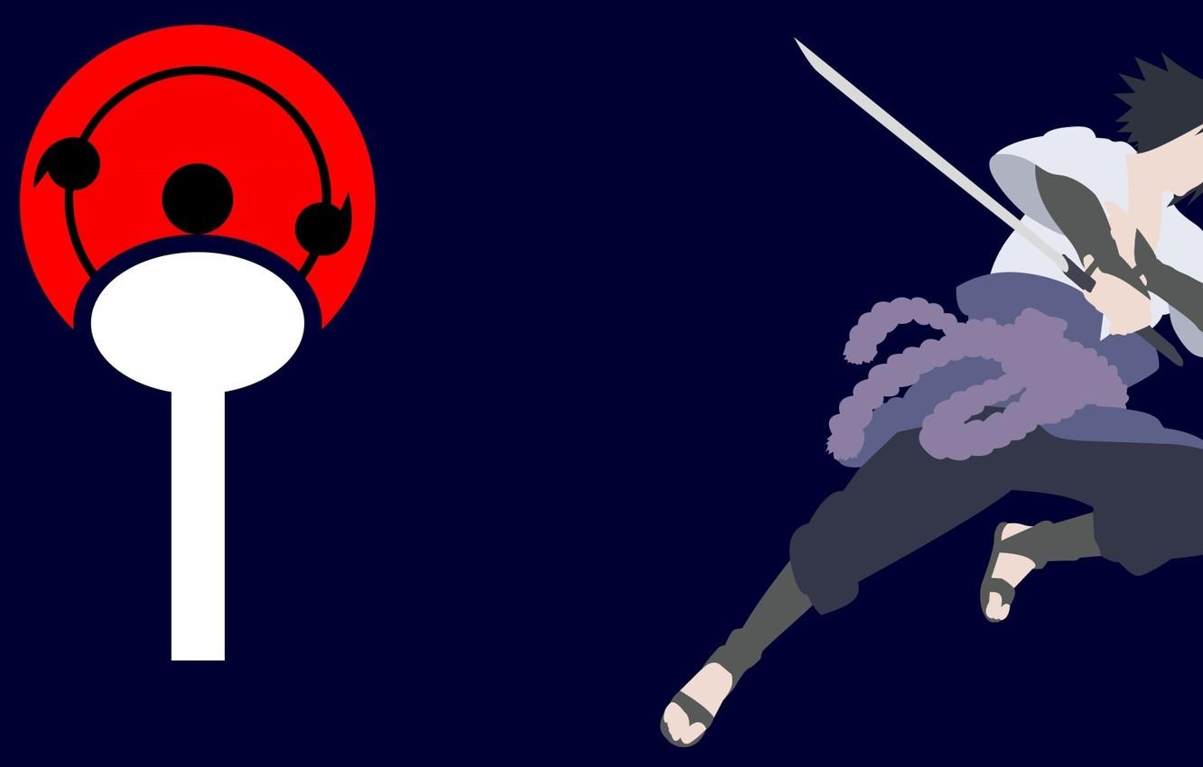 Wallpaper sword, logo, game, Sasuke, minimalism, anime, katana, man, boy, ken, blade, sharingan, ninja, evil, asian, Uchiha image for desktop, section минимализм