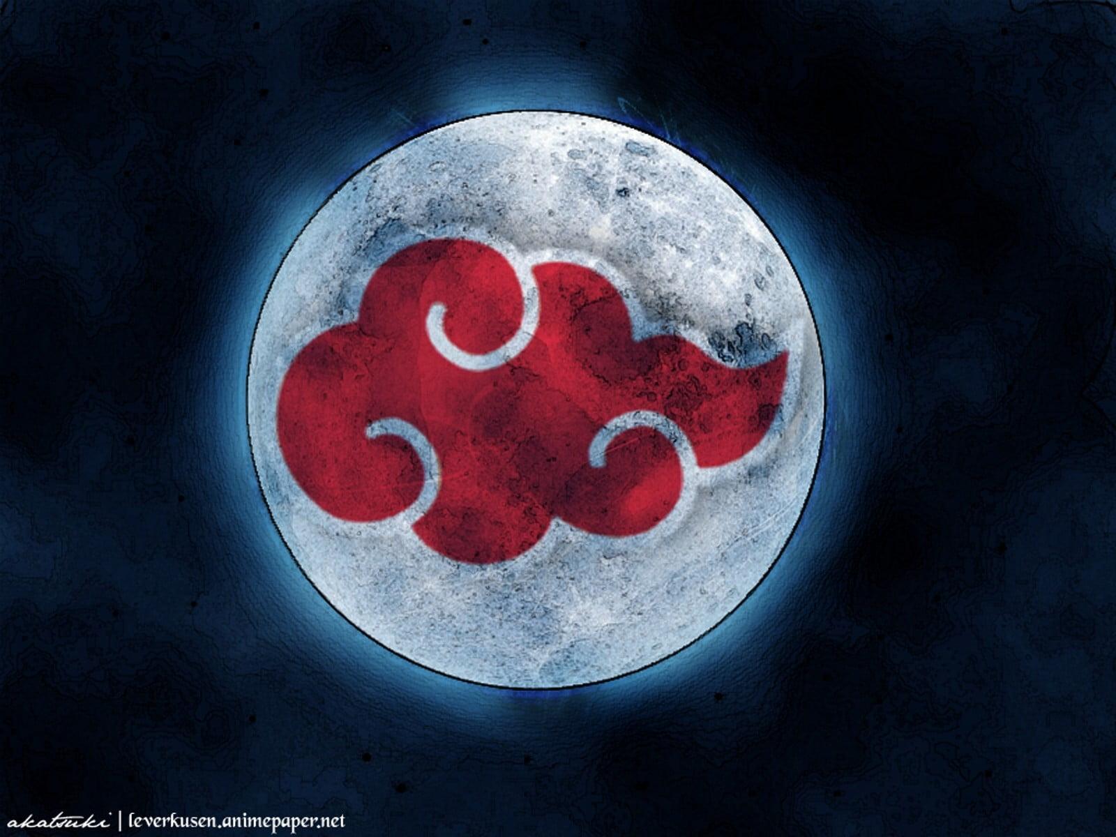 Round white and red logo, anime, Naruto Shippuuden, Akatsuki HD wallpaper
