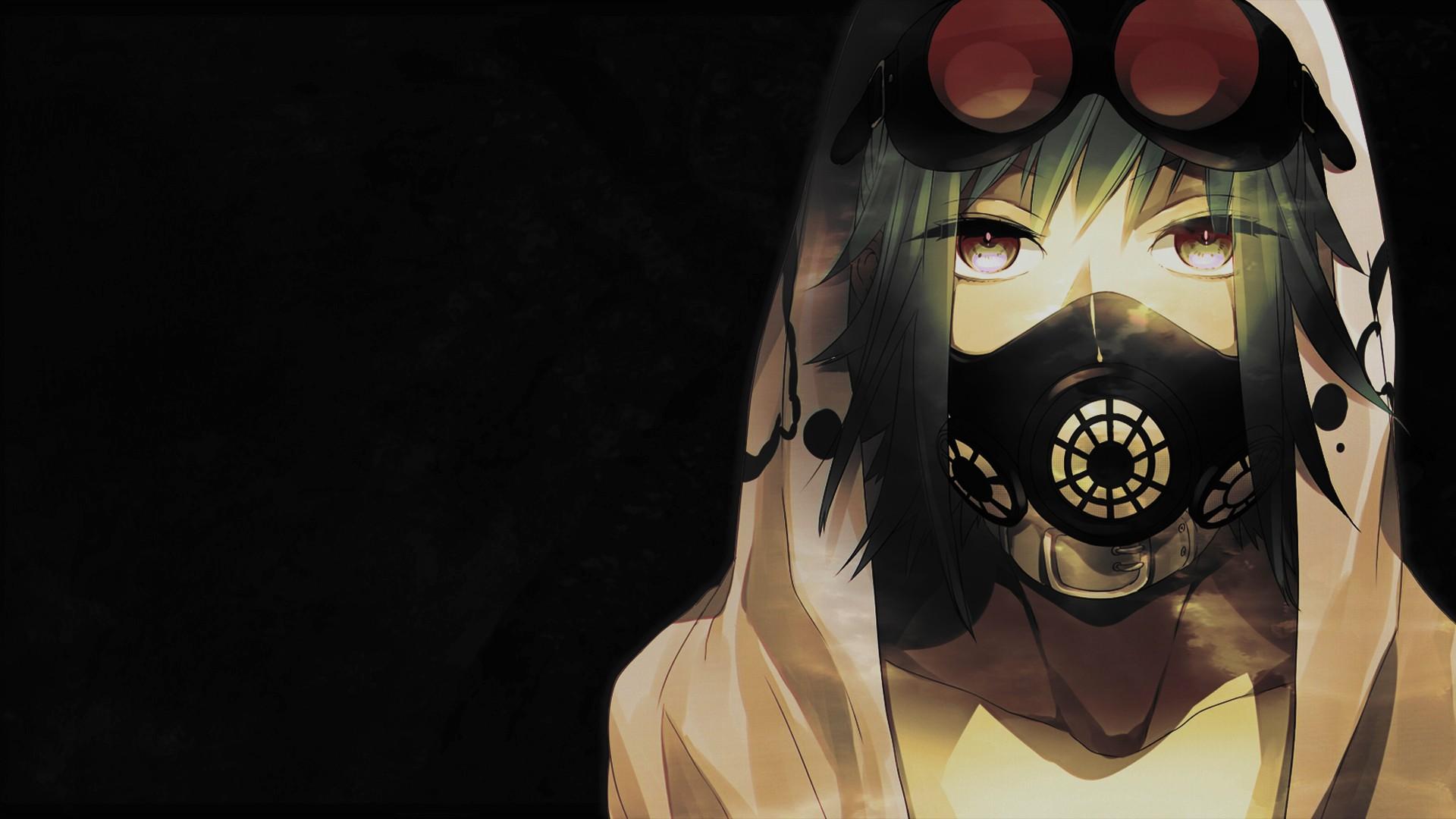 Free download glasses brown eyes gas masks green hair anime anime