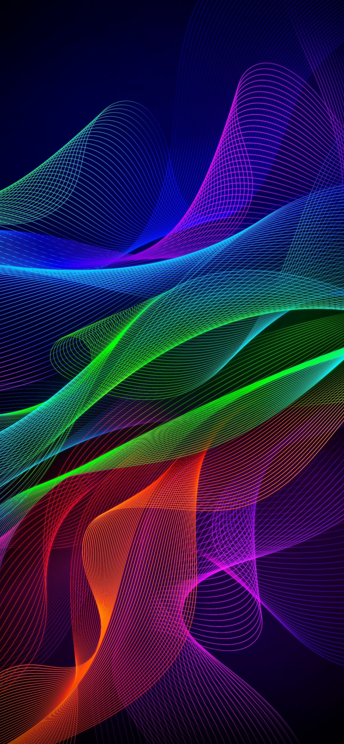 Download 1125x2436 wallpaper colorful lines, abstract, razer