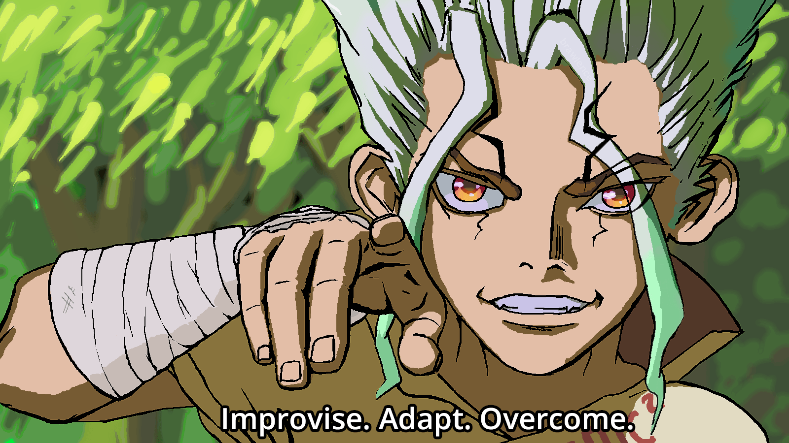 Senkuu as the Bear Grylls meme