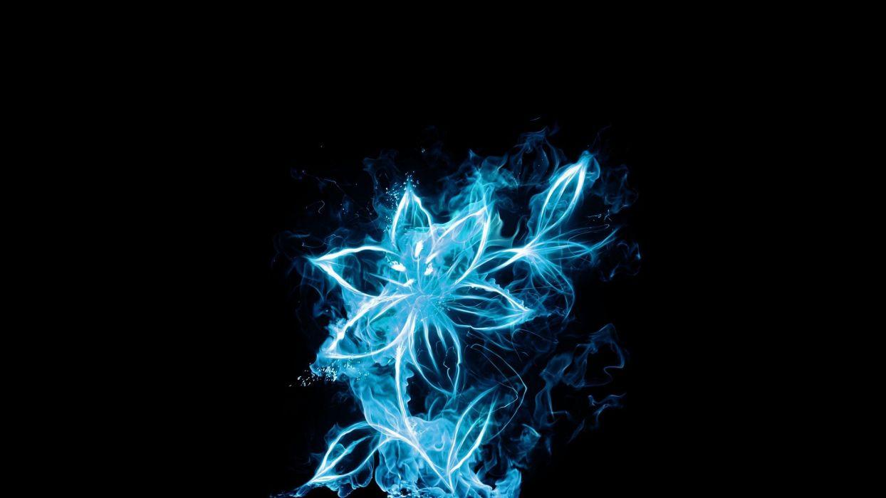 Blue flowers glow fire flower wallpaperx1080