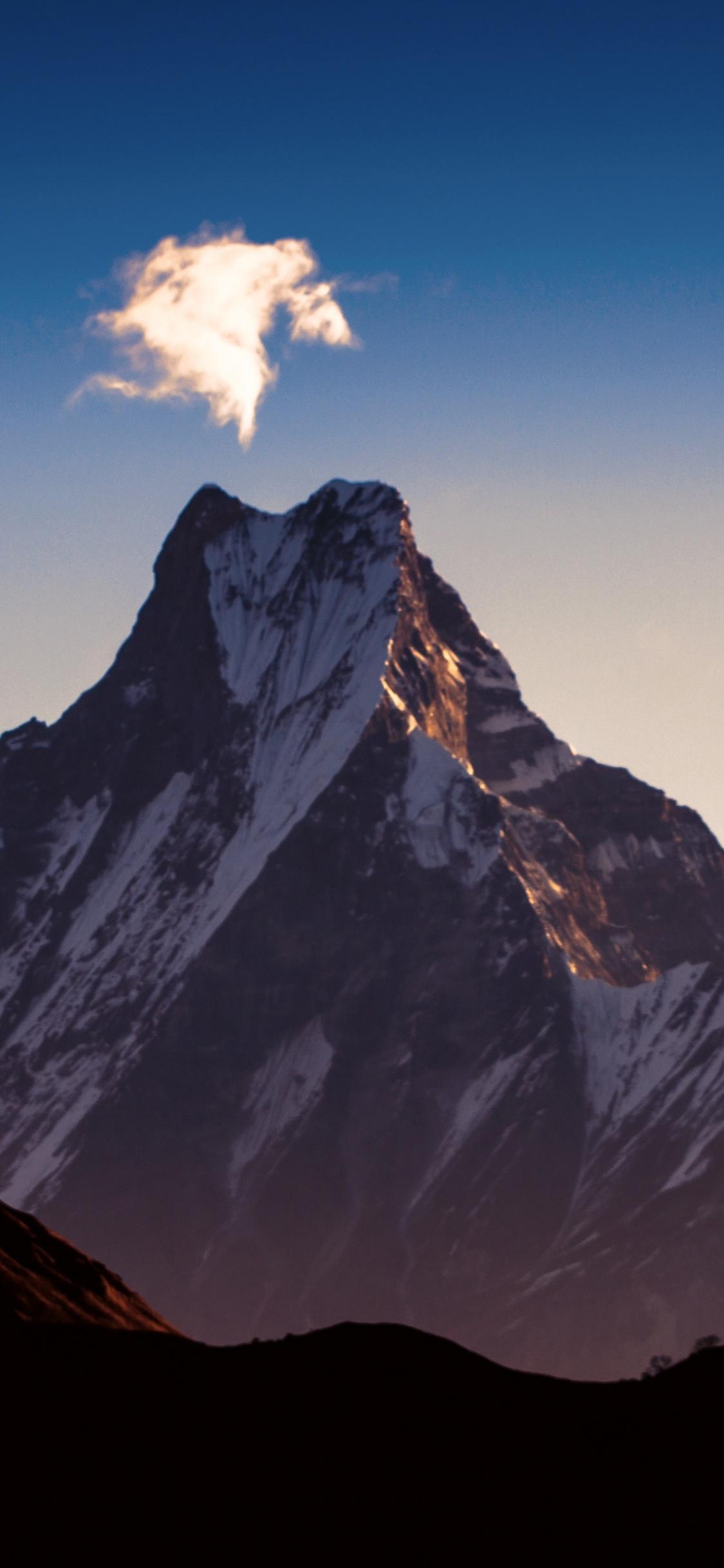 Download 1125x2436 wallpaper dawn, sky, himalaya, mountains