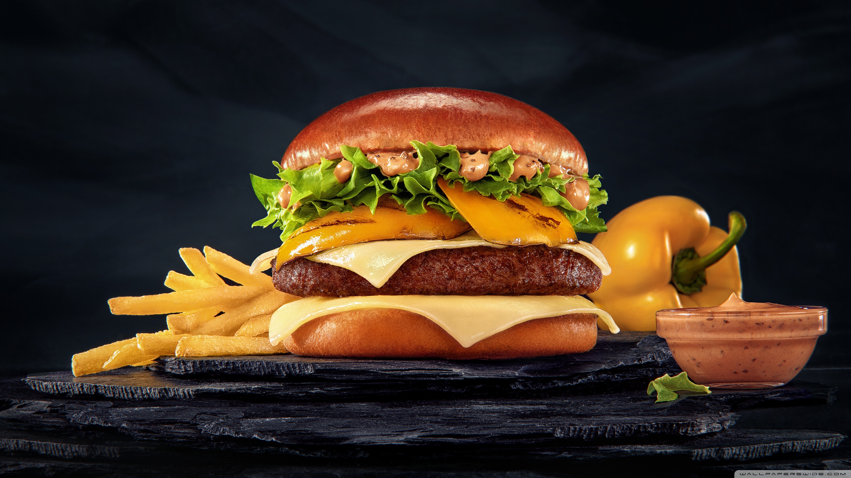 McDonald's Burger and Fries Ultra HD Desktop Background