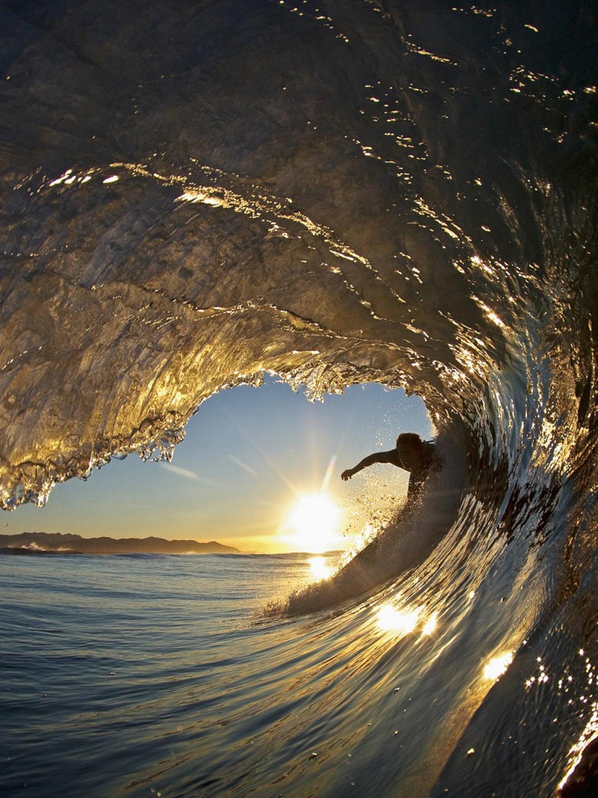 Sunrise Surfboard Wave Android Wallpaper free download