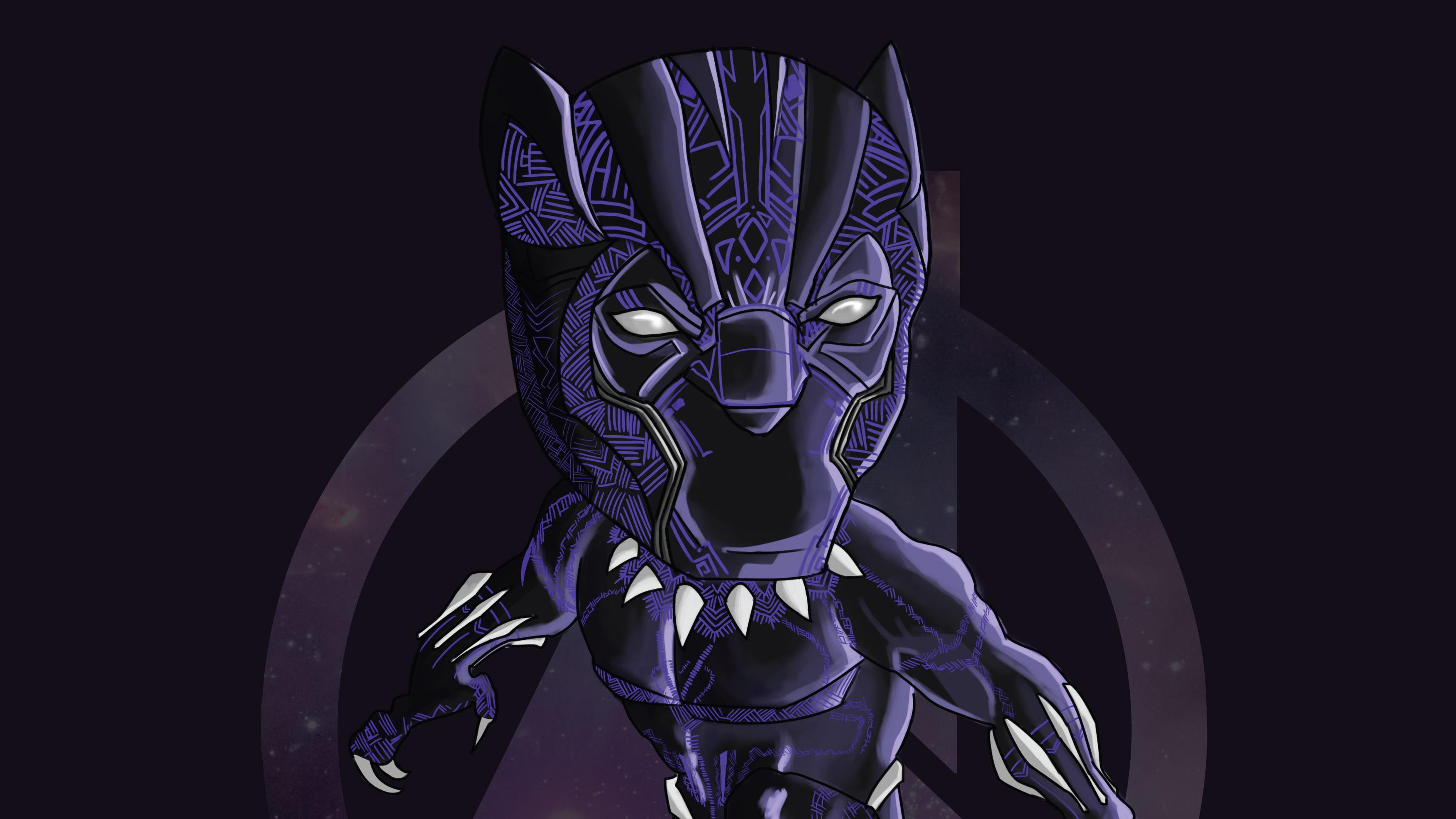 Black Panther Doodle Art, HD Superheroes, 4k Wallpaper