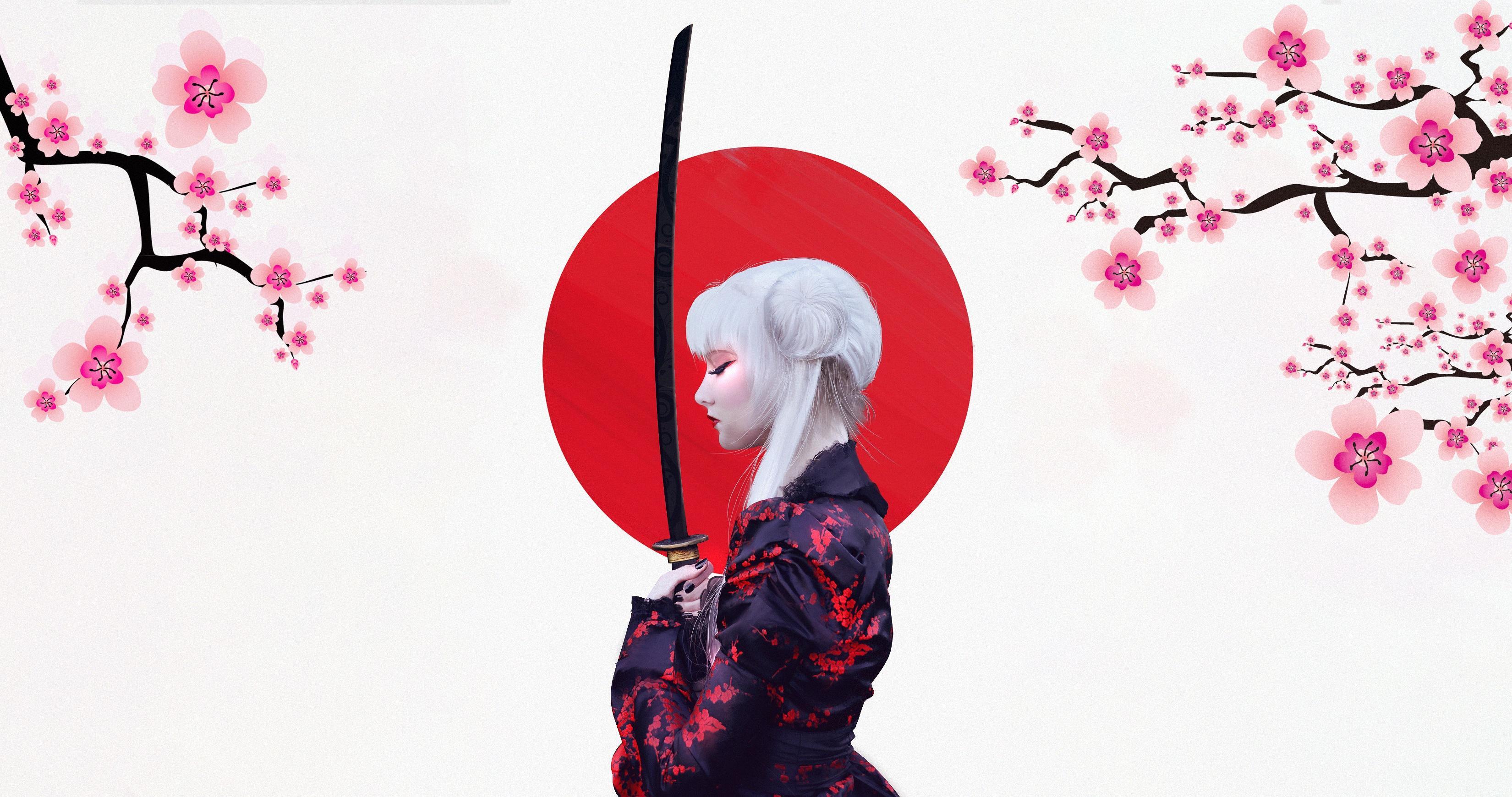 Anime Girl Samurai, HD Anime, 4k Wallpaper, Image
