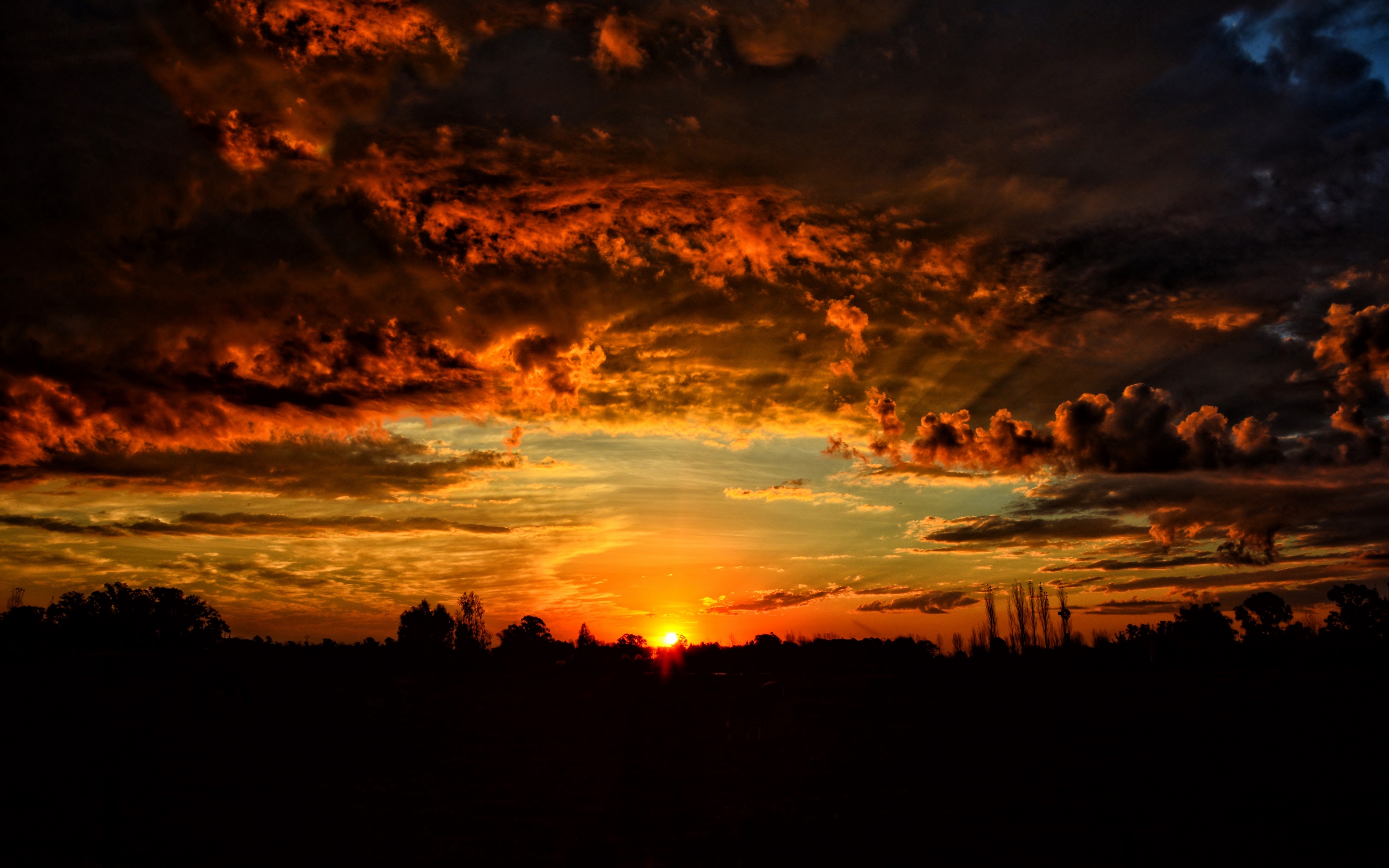 Wallpaper Sunset, Clouds, Orange Sky Brown Sunset