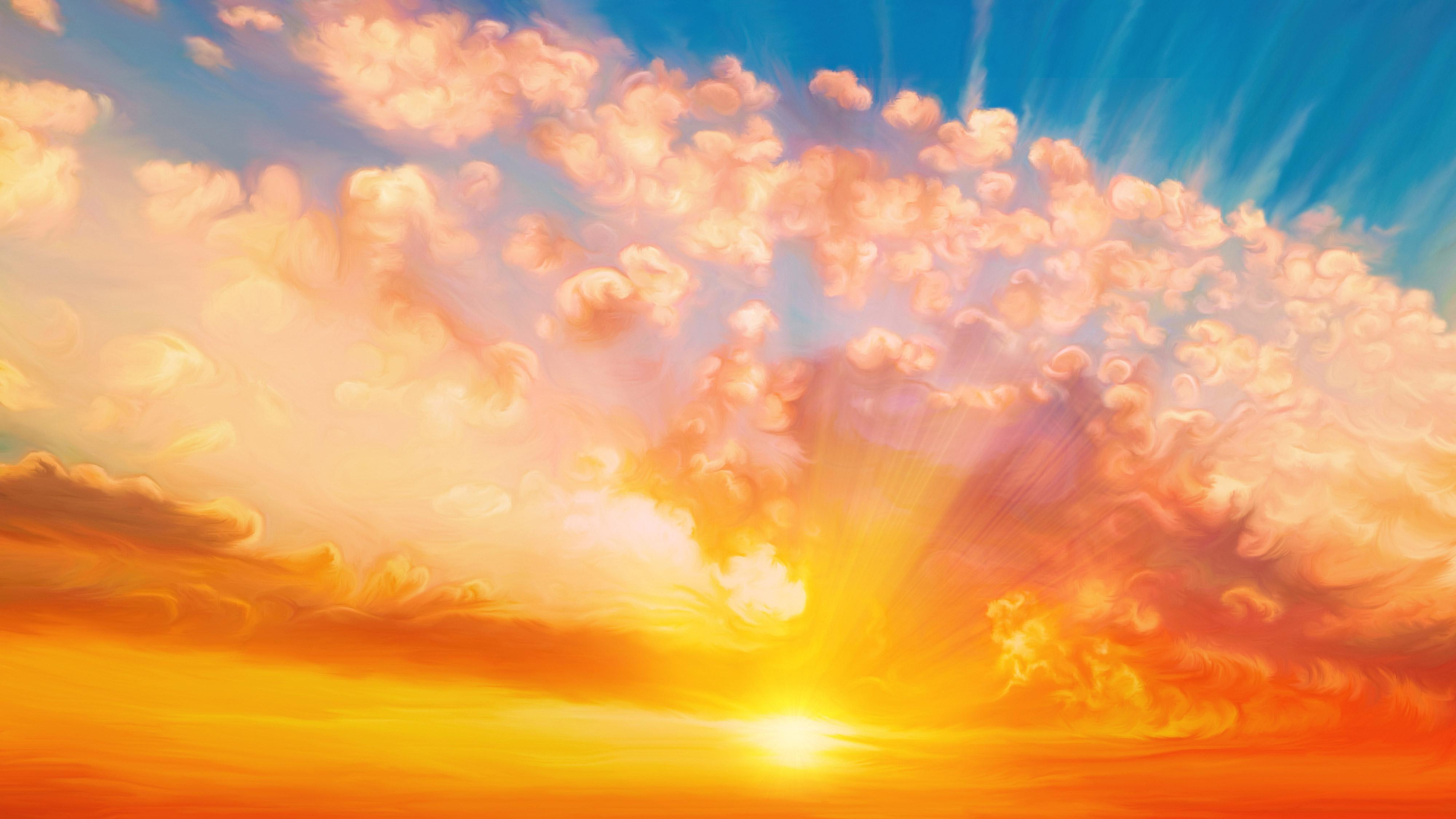 Sunset Sky Painting, HD Artist, 4k Wallpaper, Image