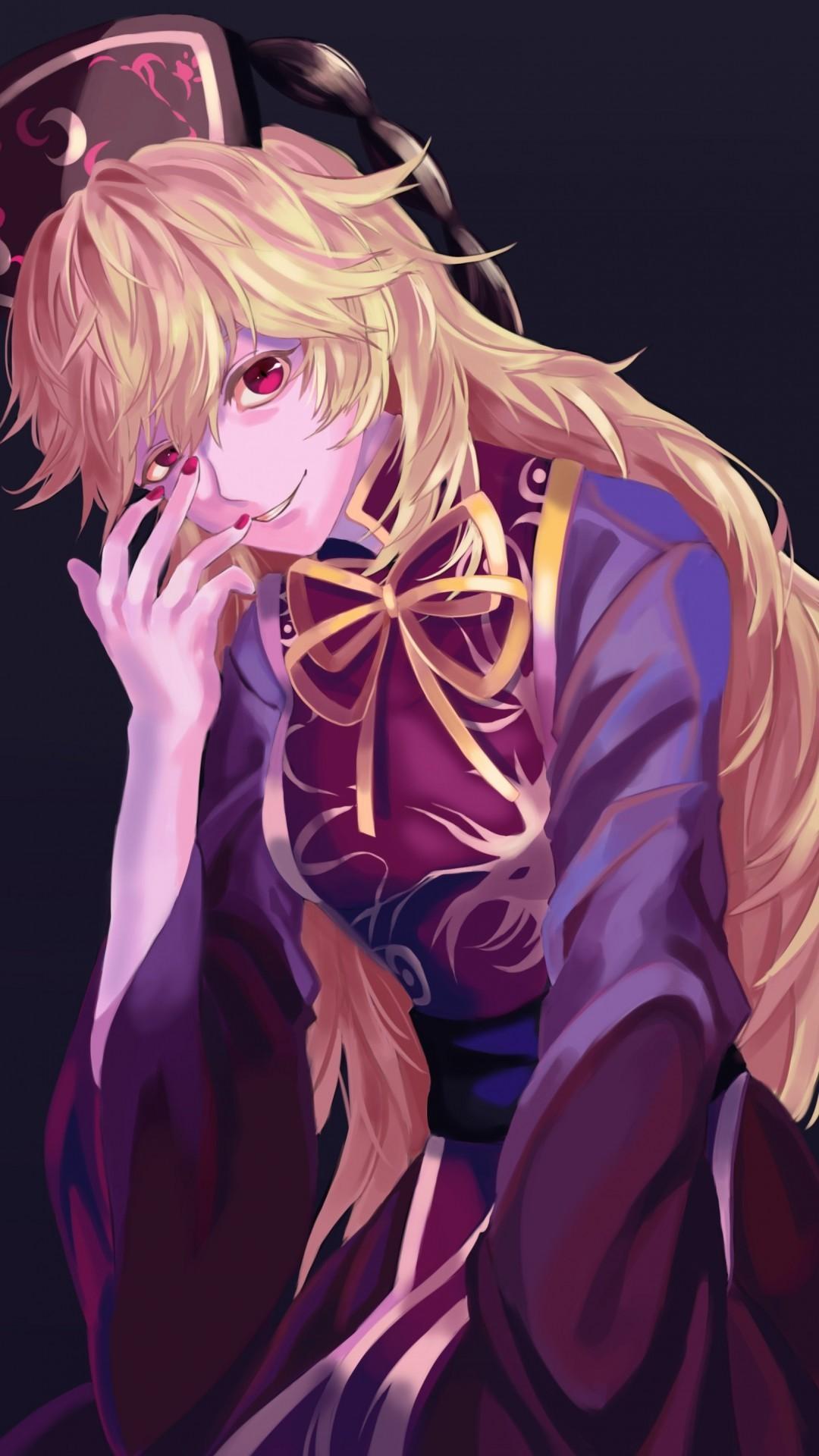 Download 1080x1920 Touhou, Junko, Red Eyes, Blonde, Scary