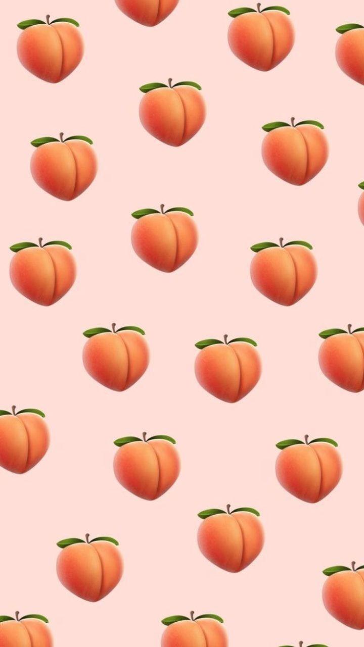 Wallpaper for cell phone, peach emoji wallpaper on red
