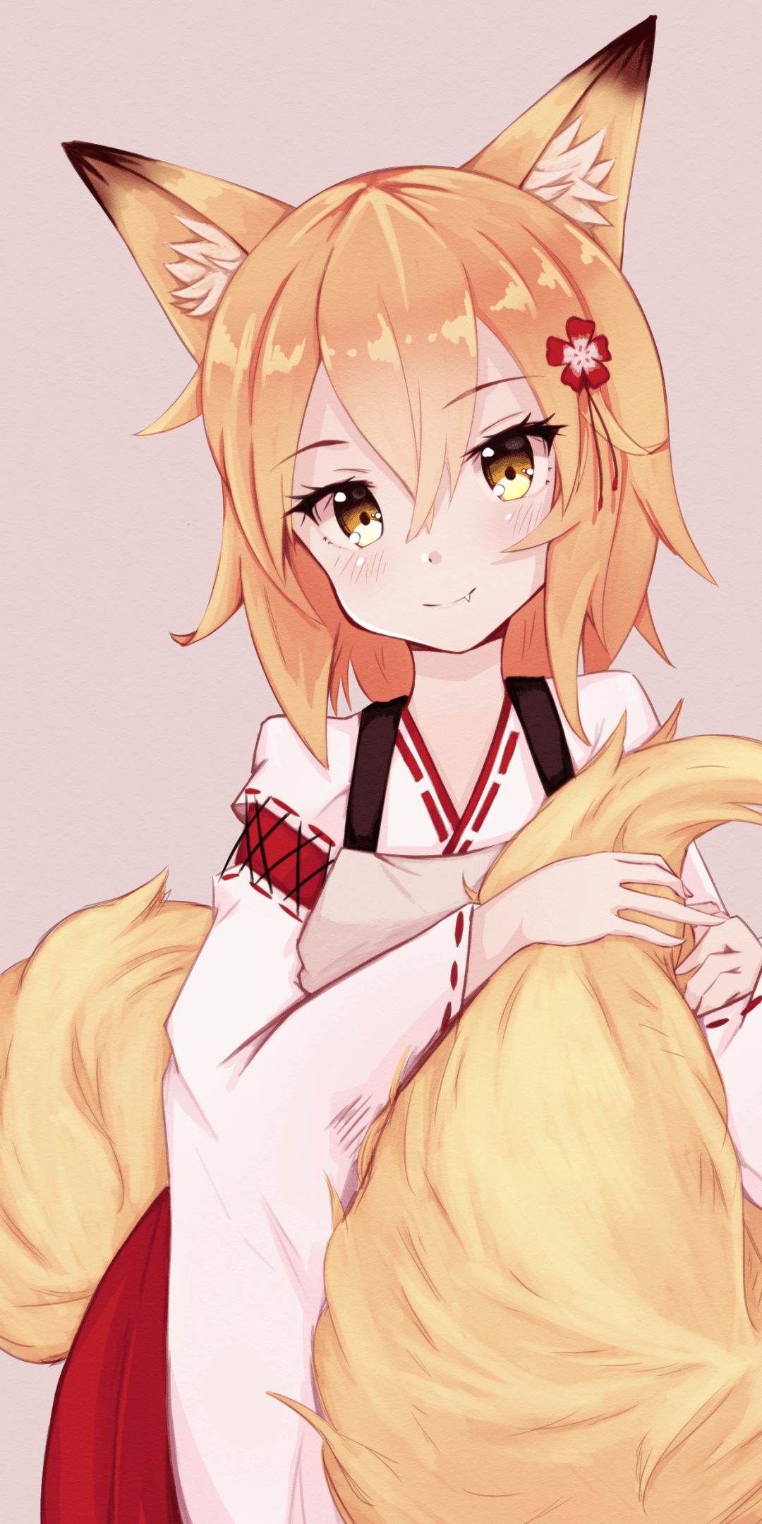 Download 1080x2160 Animal Ears, Blonde, Anime Fox Girl, Cute