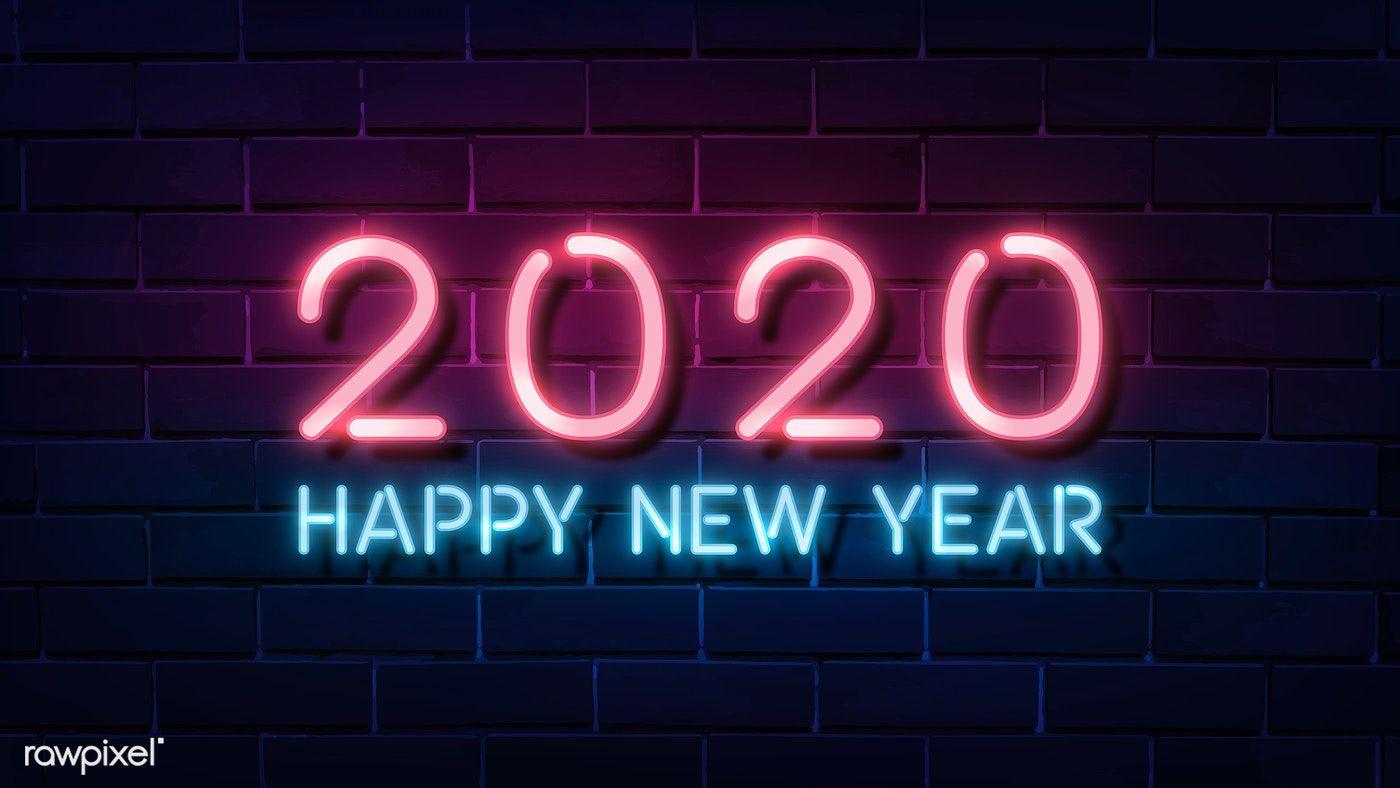 Download premium vector of Neon pink happy new year 2020