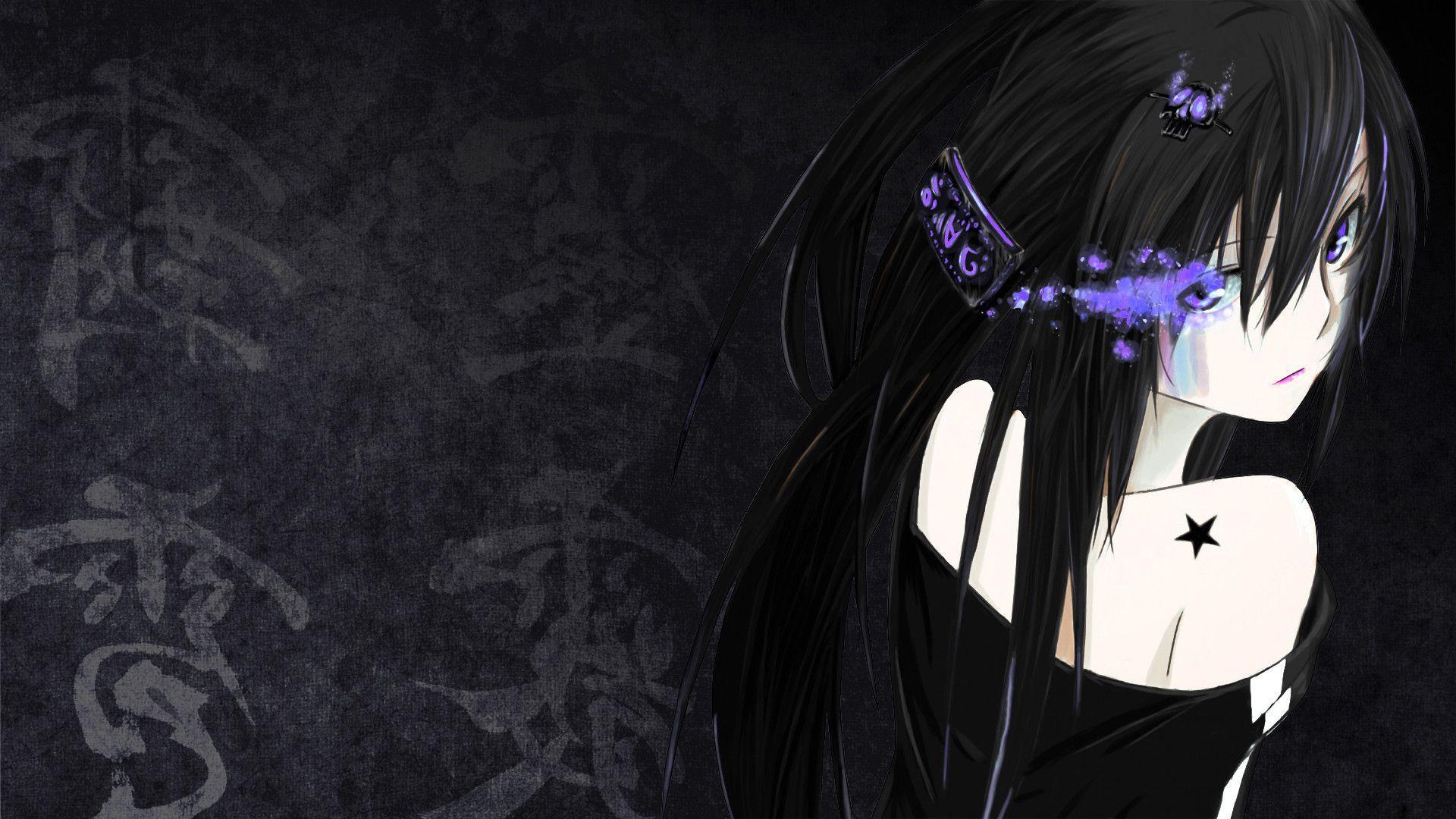 An Anime Girl Of Dark Hair And Long Black Hair Background, Anime