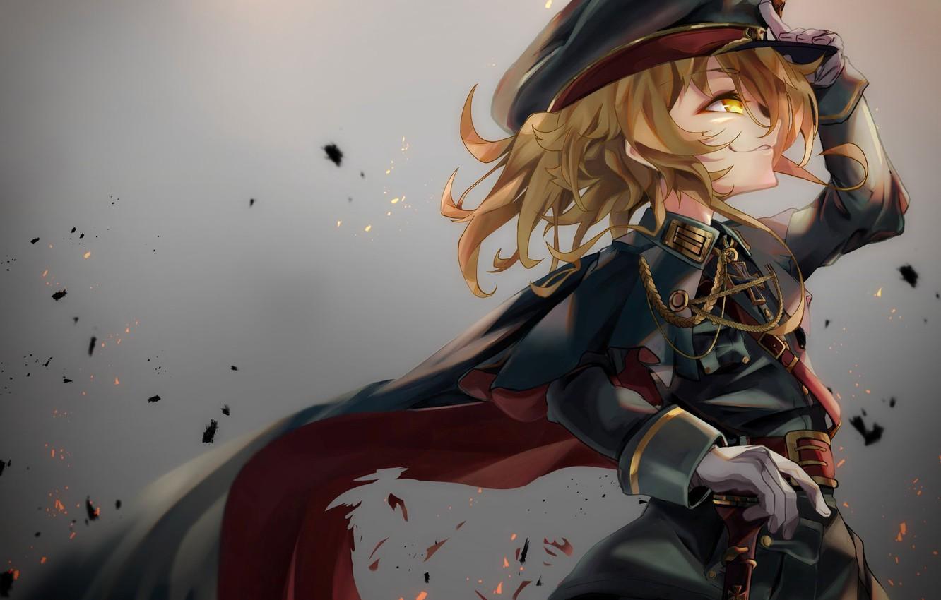 Wallpaper girl, soldier, military, war, anime, blonde, asian