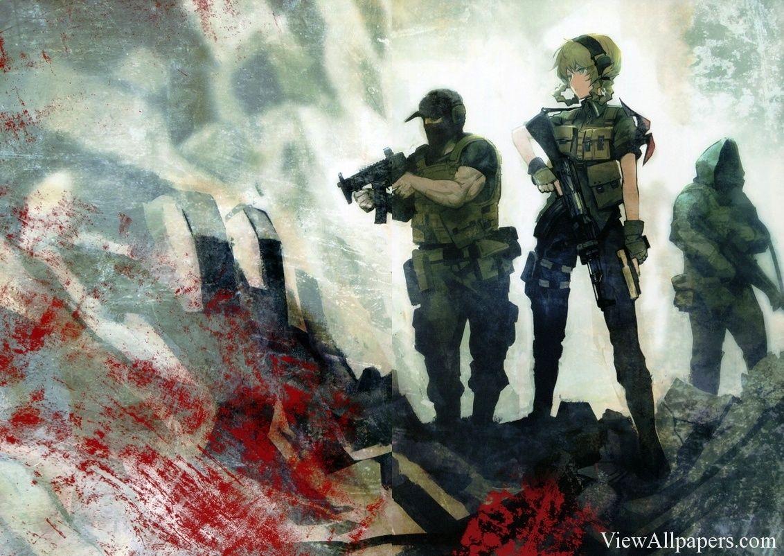 Anime War Guns Weapons Girls Wallpaper