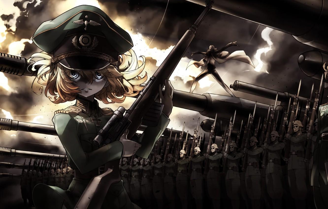 Wallpaper girl, soldier, military, war, anime, cross, army, sniper