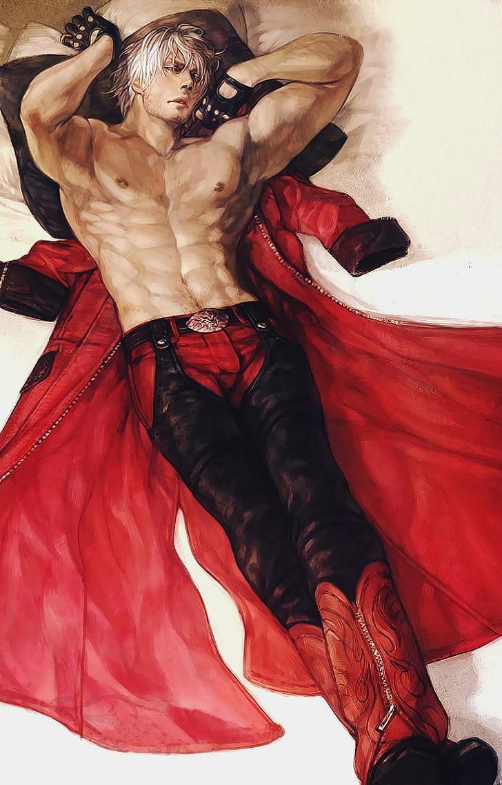 HD wallpaper: Devil May Cry, Dante, anime, muscles, anime