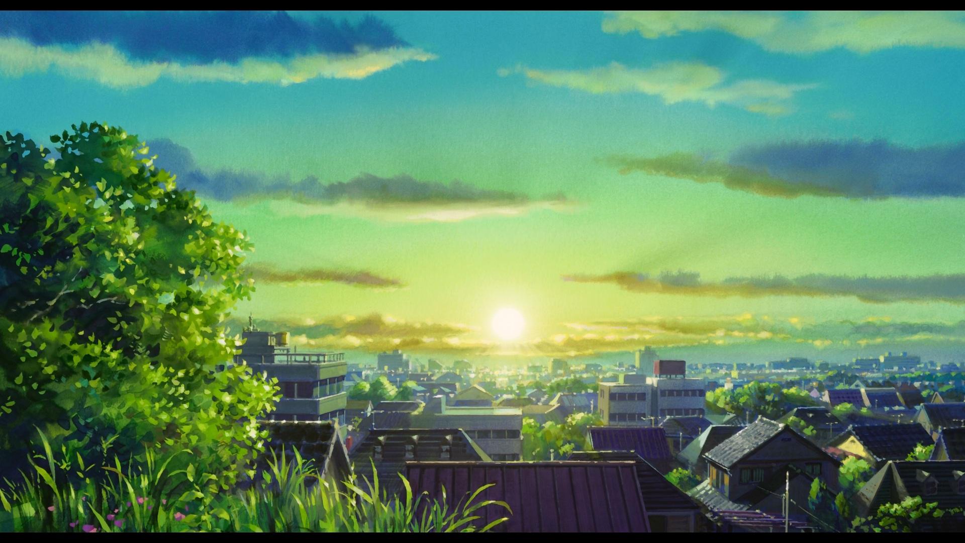 Anime City Sunset HD Wallpaperx1080