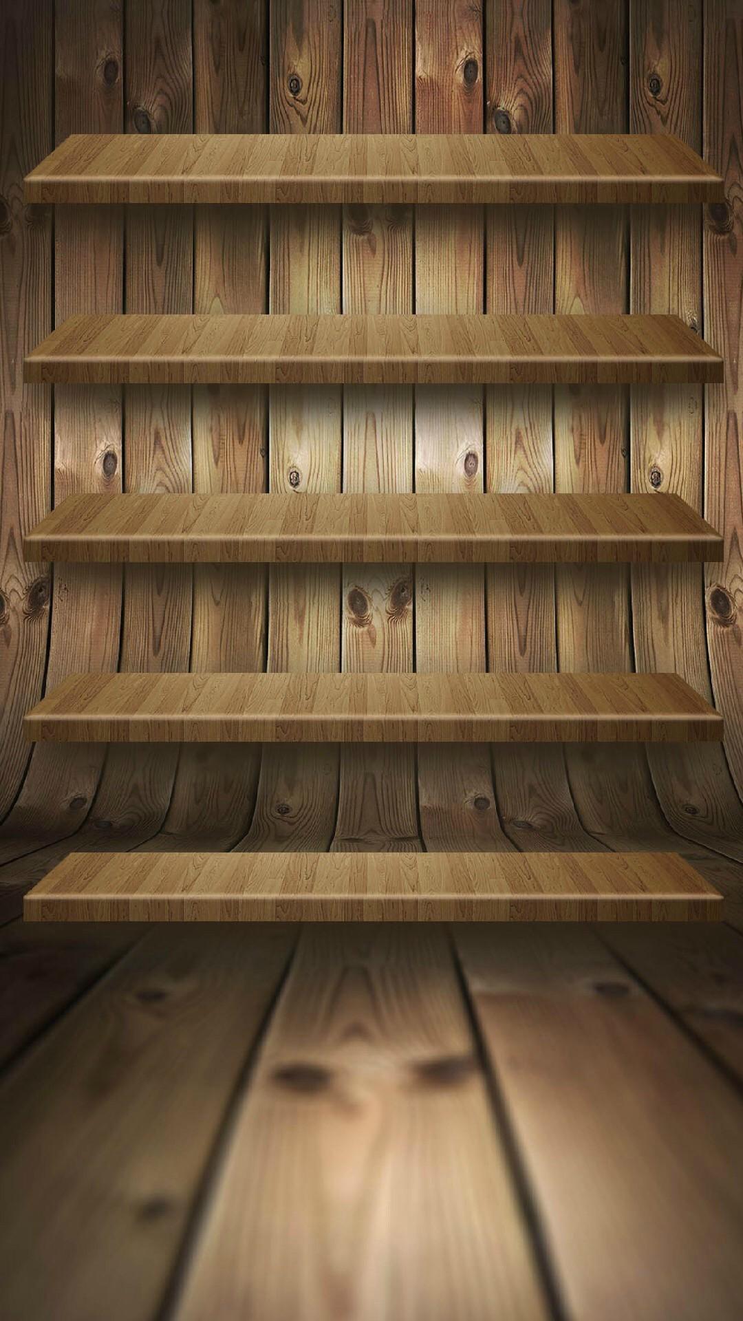3D Wood Perspective Shelf iPhone 6 Plus HD Wallpaper