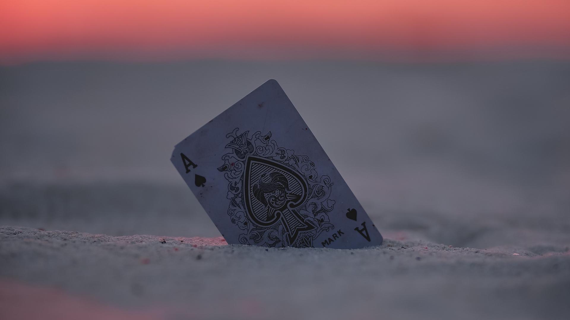 Download wallpaper 1920x1080 card, ace, sand, sunset