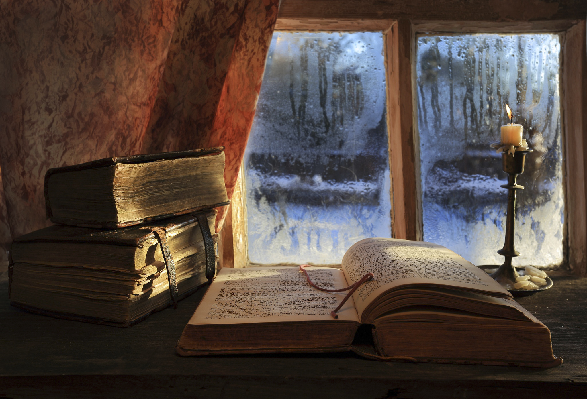 books, winter, winter time, still life, candle wallpaper