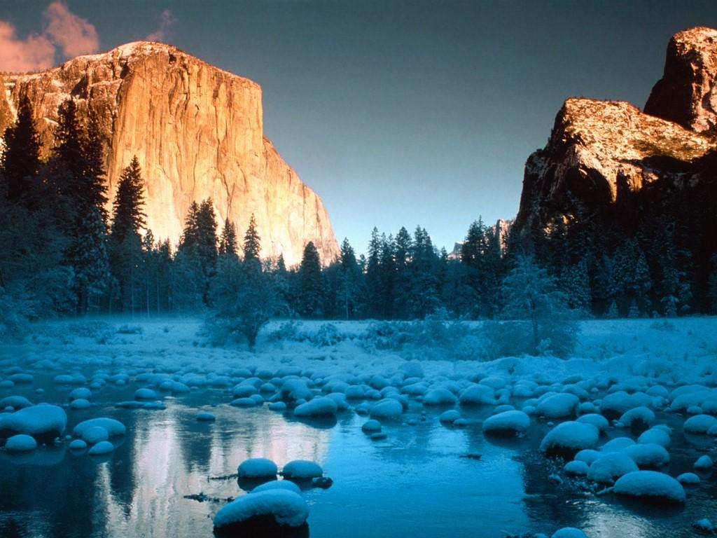 Merced River and El Capitan in Winter, Yosemite Valley