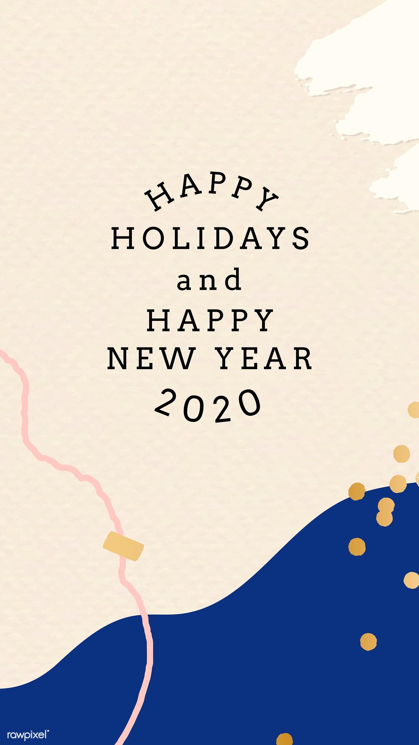 Download premium vector of Happy New Year 2020 Memphis design mobile phone
