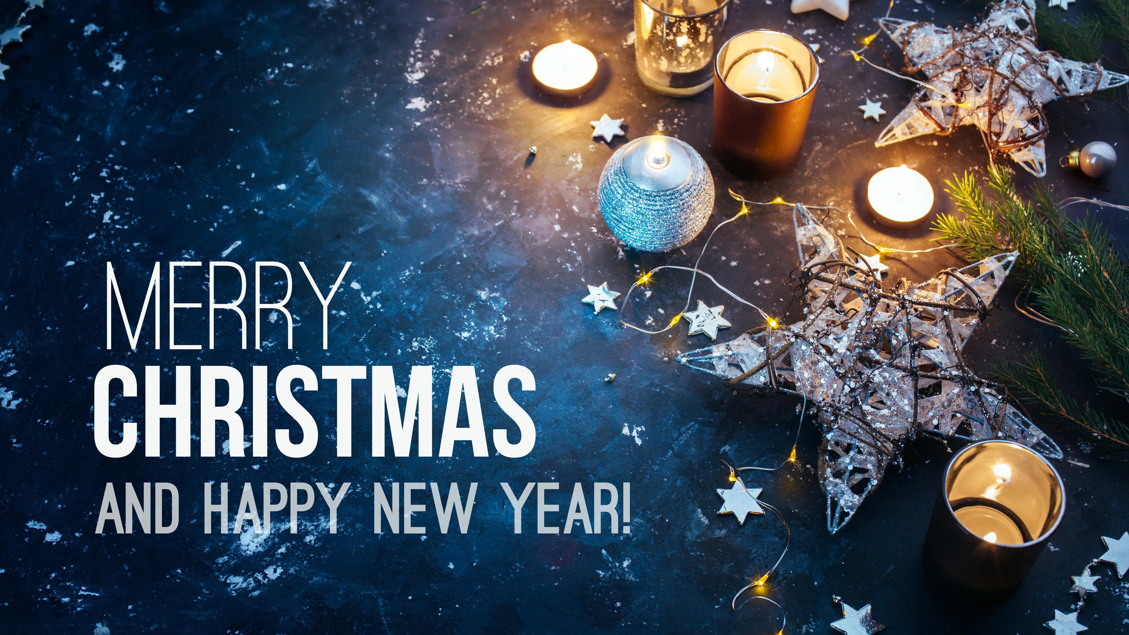 Wallpaper Merry Christmas and Happy New Year, candles, stars 3840x2160 UHD 4K Picture, Image