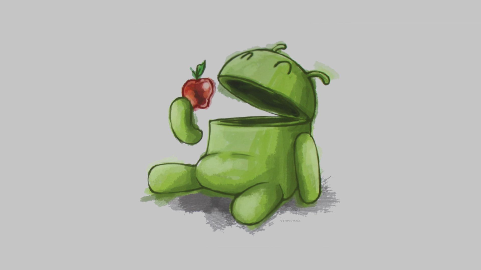 Android Eating Apple Wallpaper