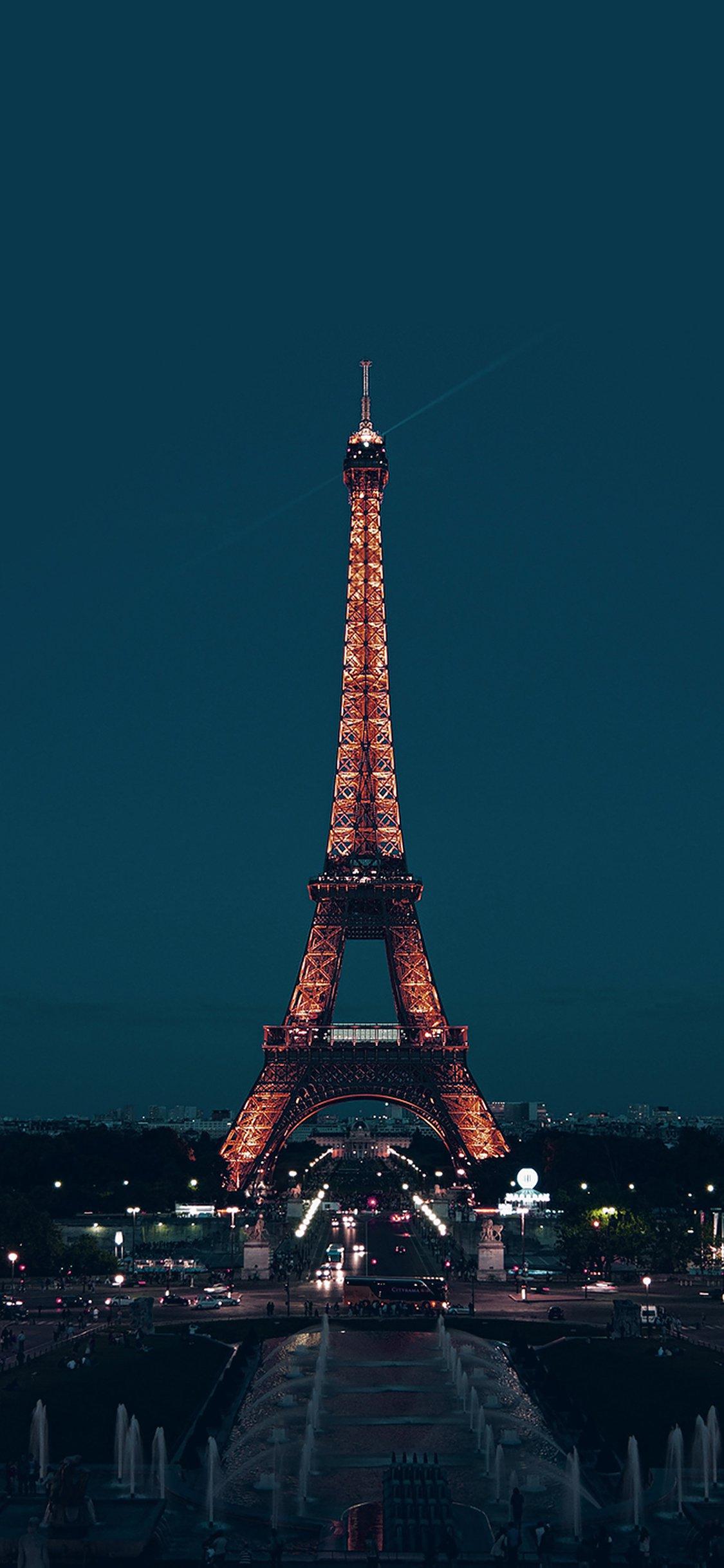 City blue Eiffel tower iPhone X Wallpaper Free Download