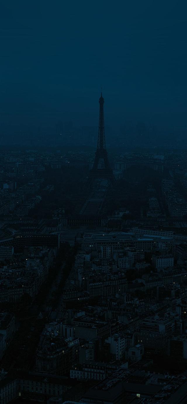 Paris dark blue city iPhone X Wallpaper Free Download
