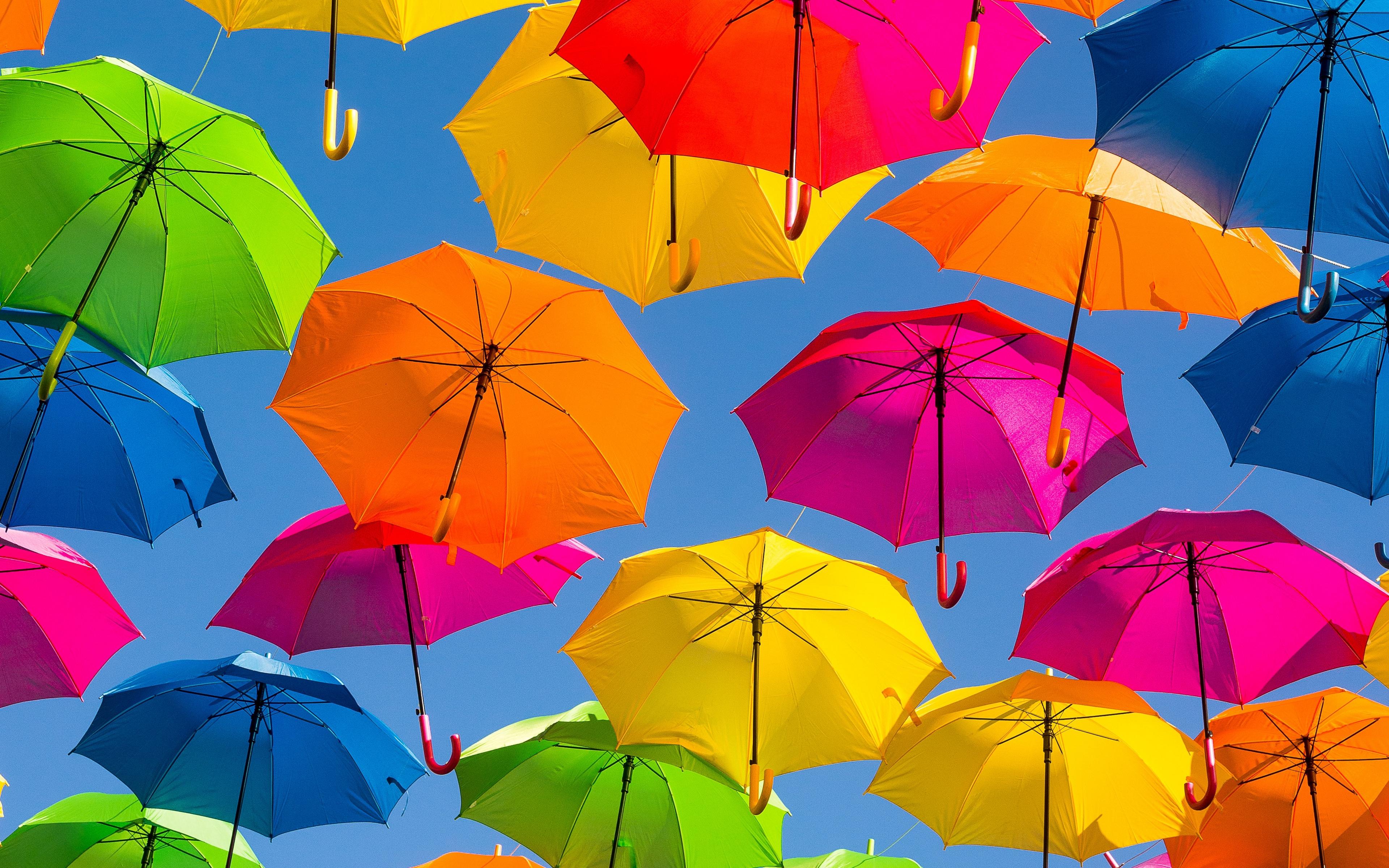 Download wallpaper 3840x2400 umbrella, colorful, positive