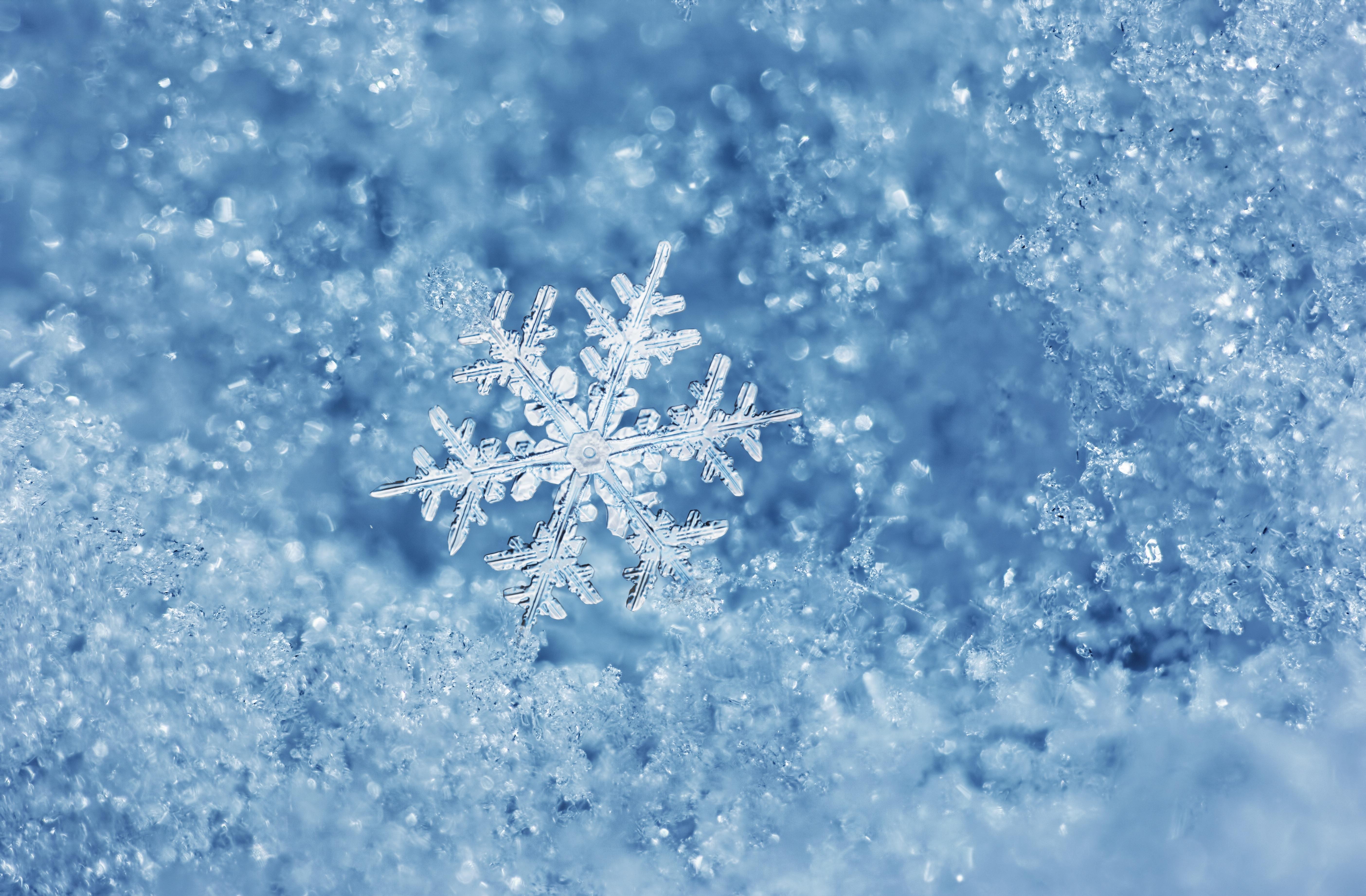 Snowflake, winter, bokeh, winter time, snow wallpaper