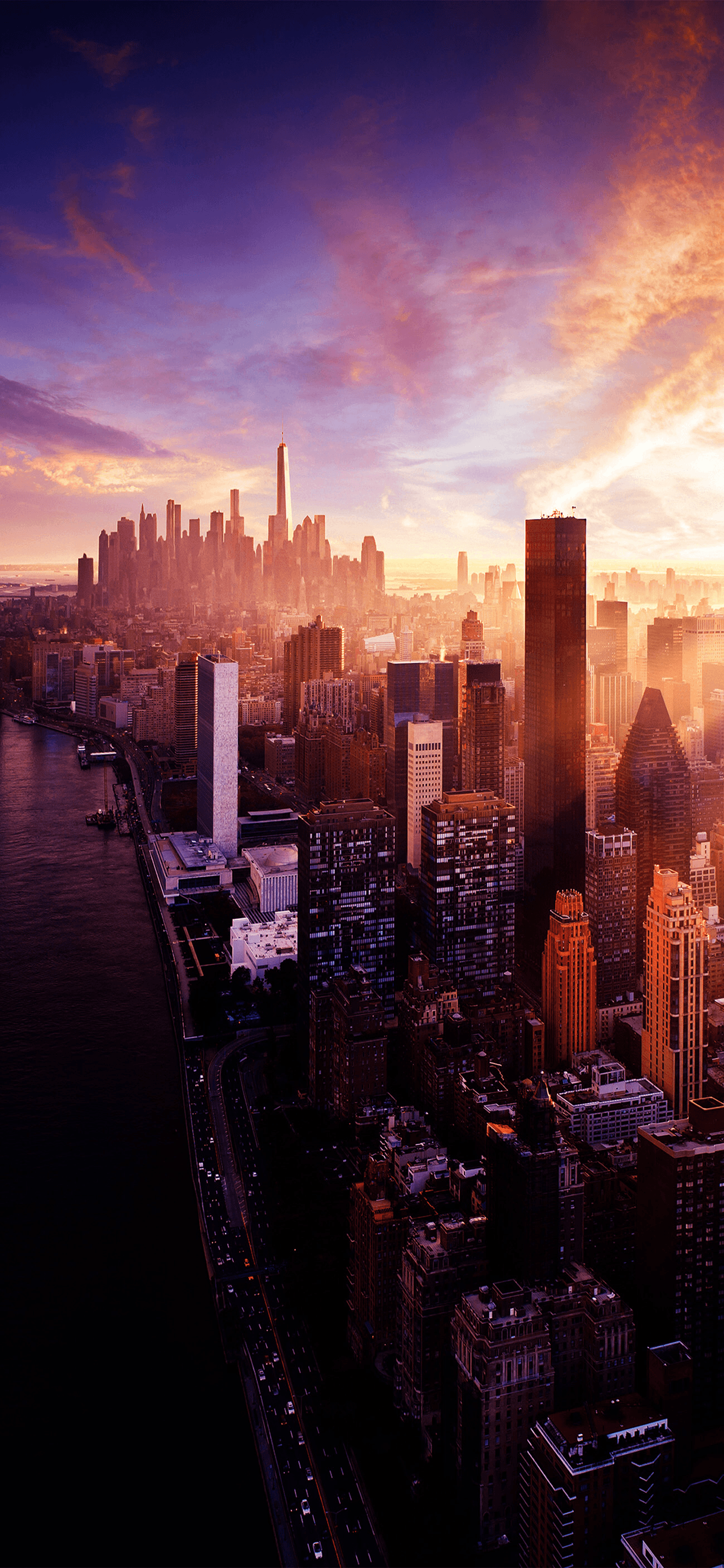 Nyc sunset iPhone wallpaper. City wallpaper, New york city, Beautiful places