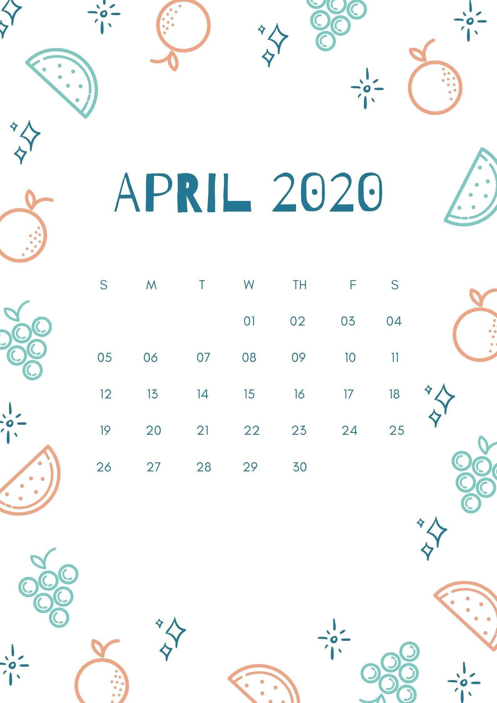 Free download April 2020 Calendar iPhone Wallpaper August