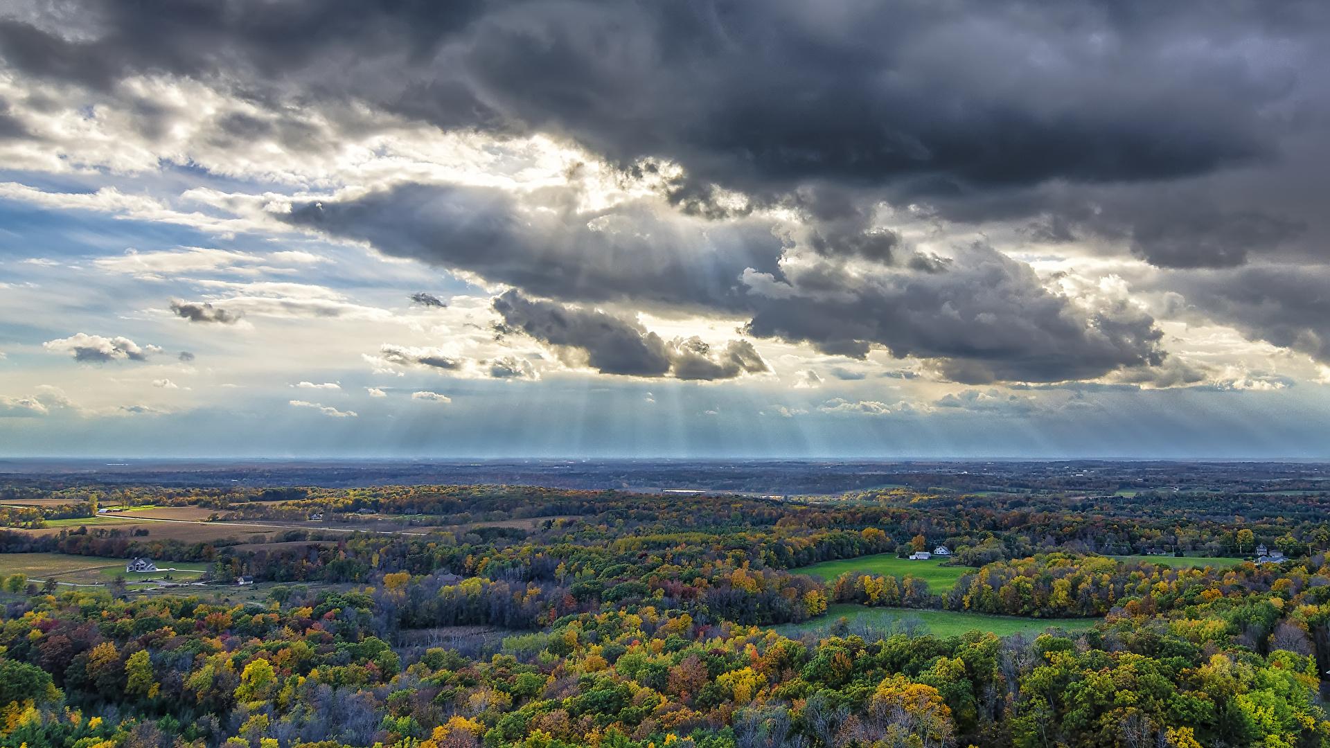 Photos USA Wisconsin Thundercloud Nature Autumn Sky forest