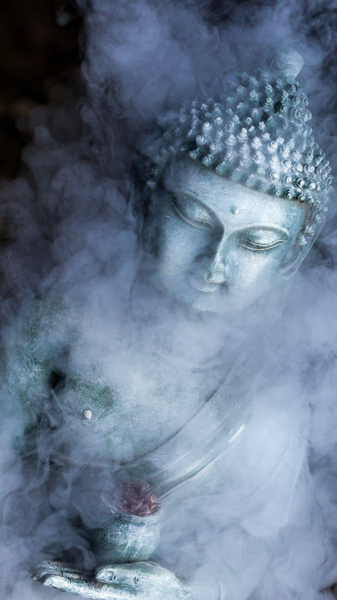 Buddha in Smoke Background Phone Wallpaper and Lockscreen HD