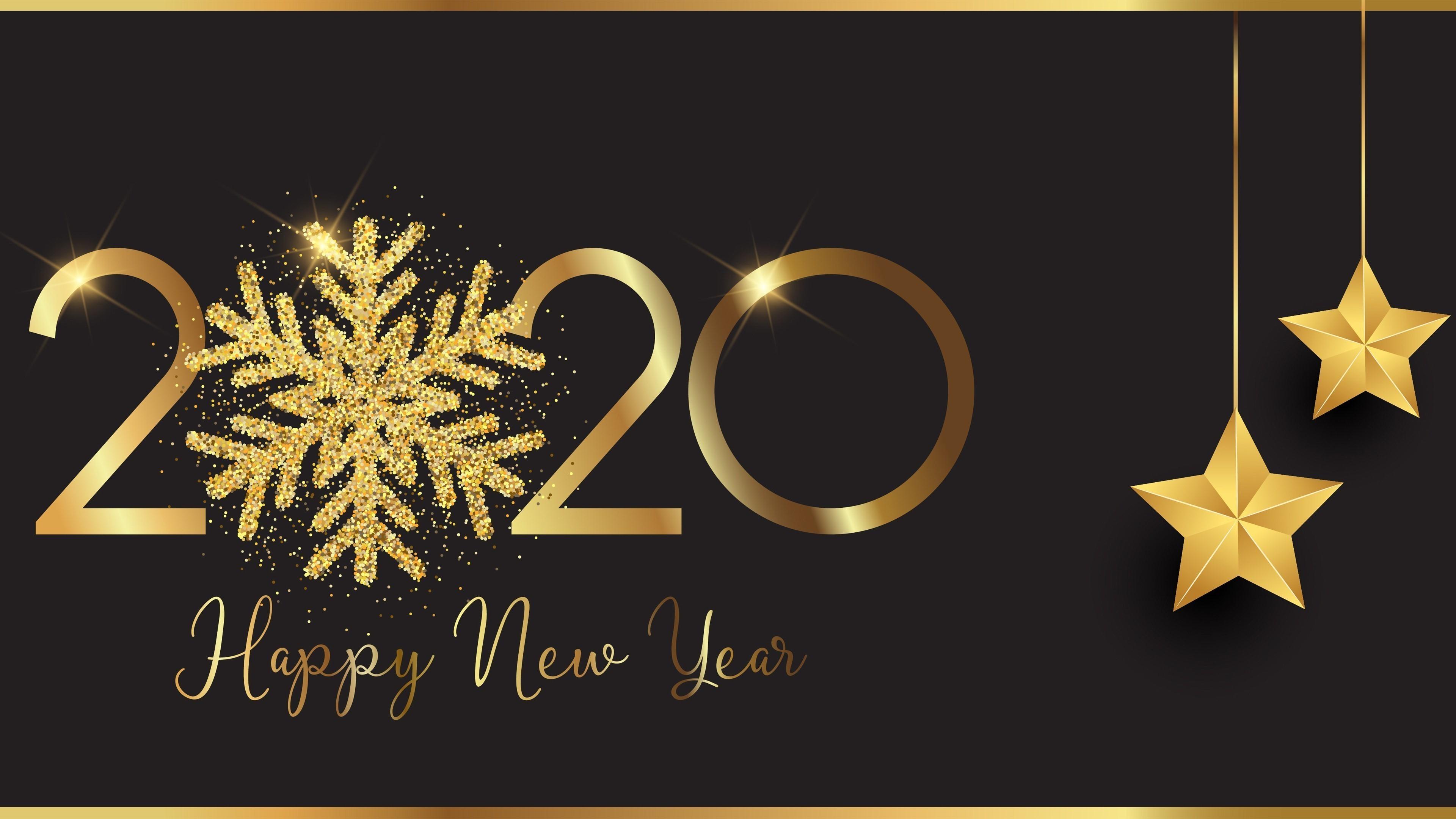 Happy New Year Golden 4K Wallpaper