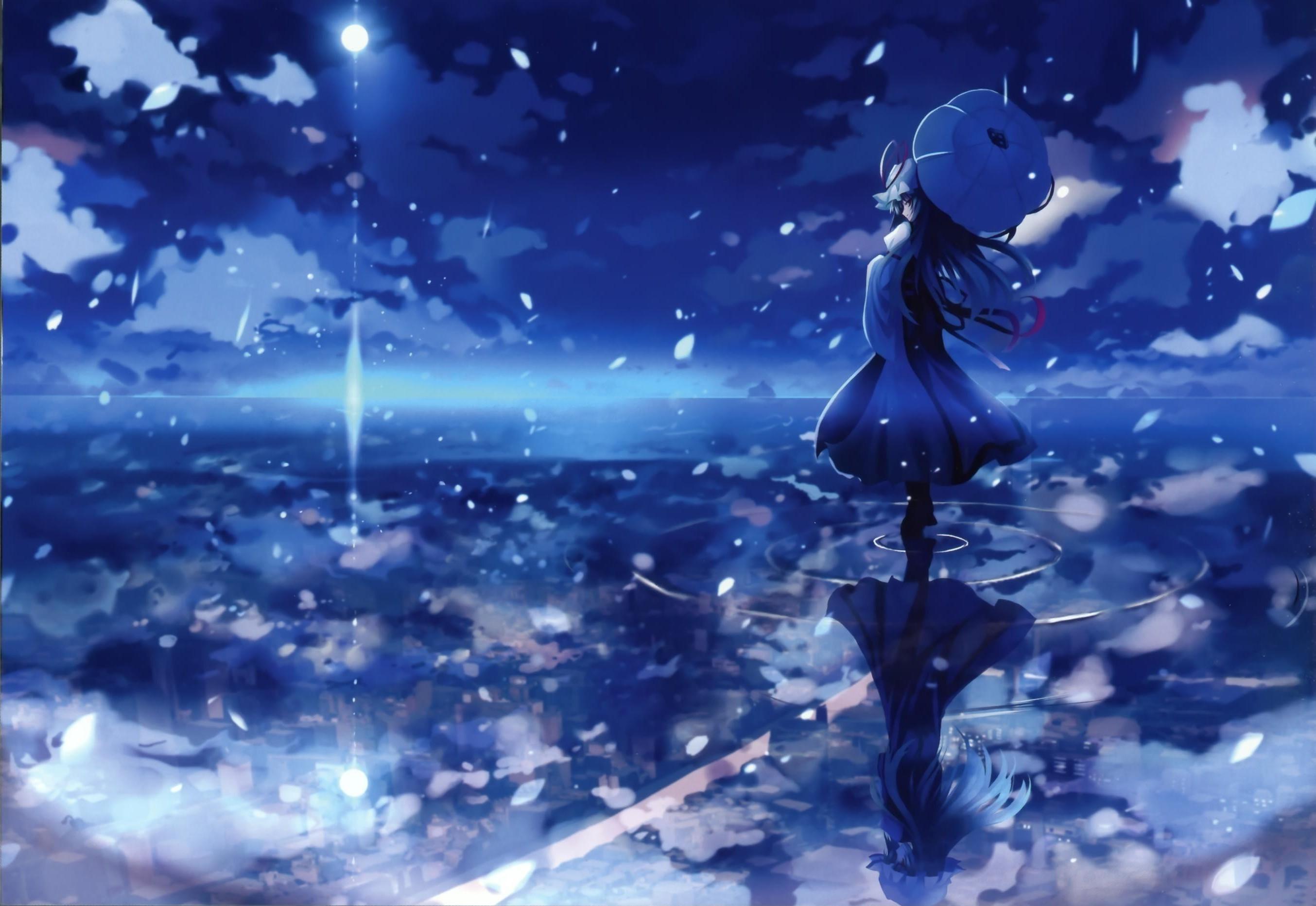 Dark Blue Sky Anime Scenery Wallpapers - Wallpaper Cave