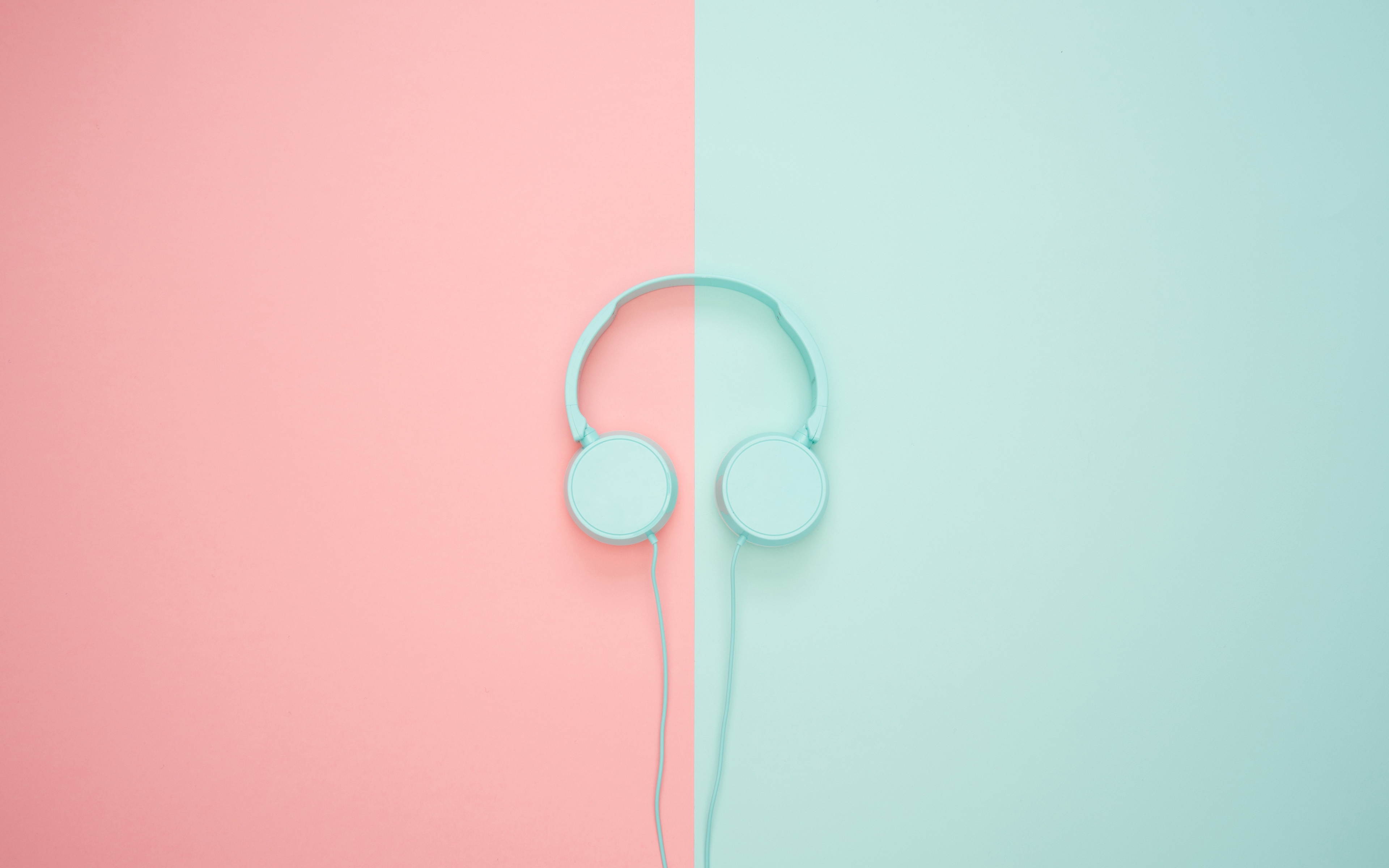 Headphones in pastel pink and blue Wallpaper 4k Ultra HD