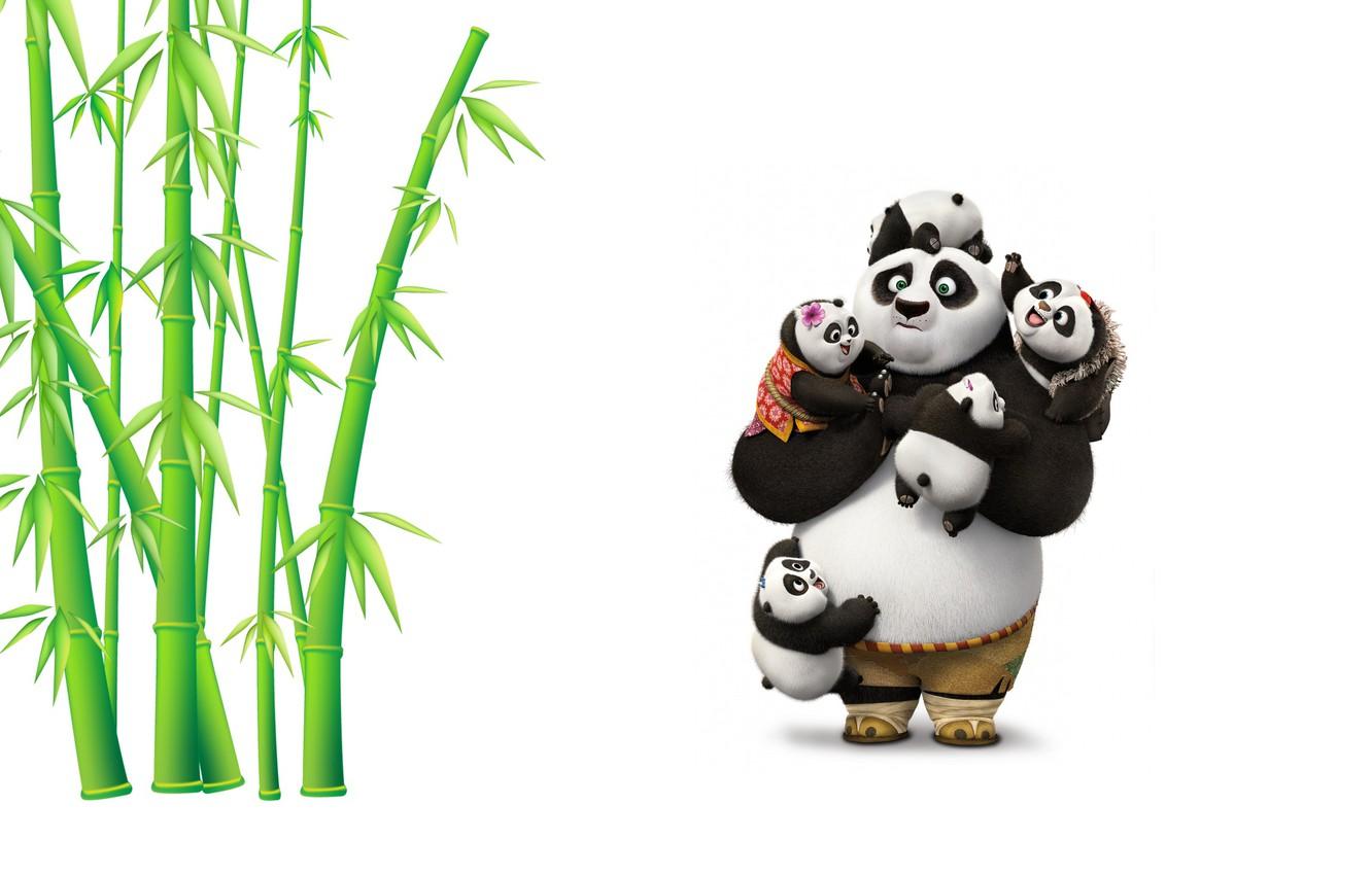 Wallpaper mood, bamboo, art, Panda, children's, Kung Fu