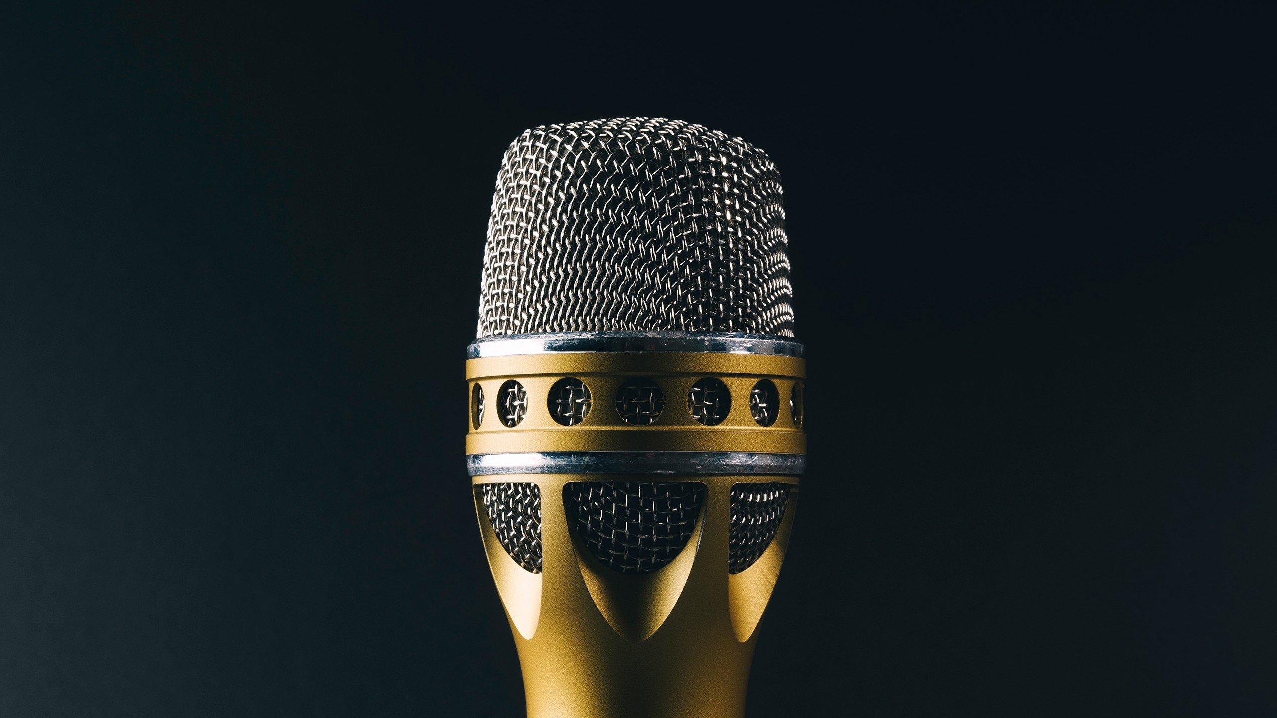 microphone, Music, Gold, Silver HD Wallpaper / Desktop
