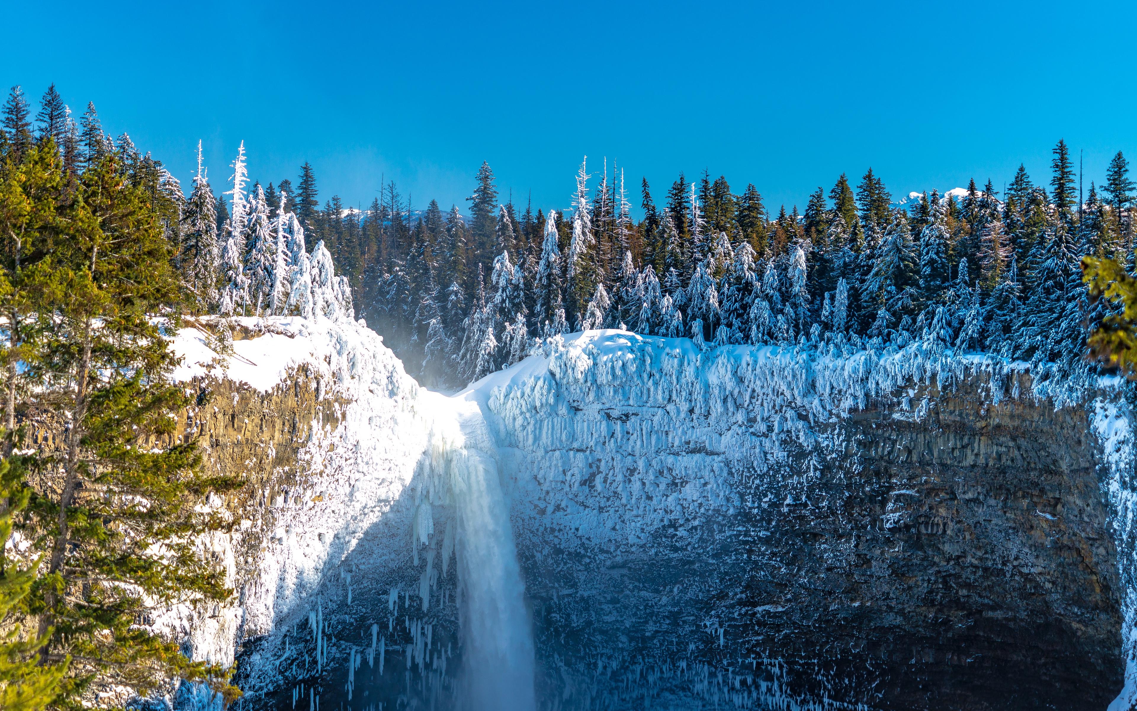 Download wallpaper 3840x2400 waterfall, frozen, ice, landscape
