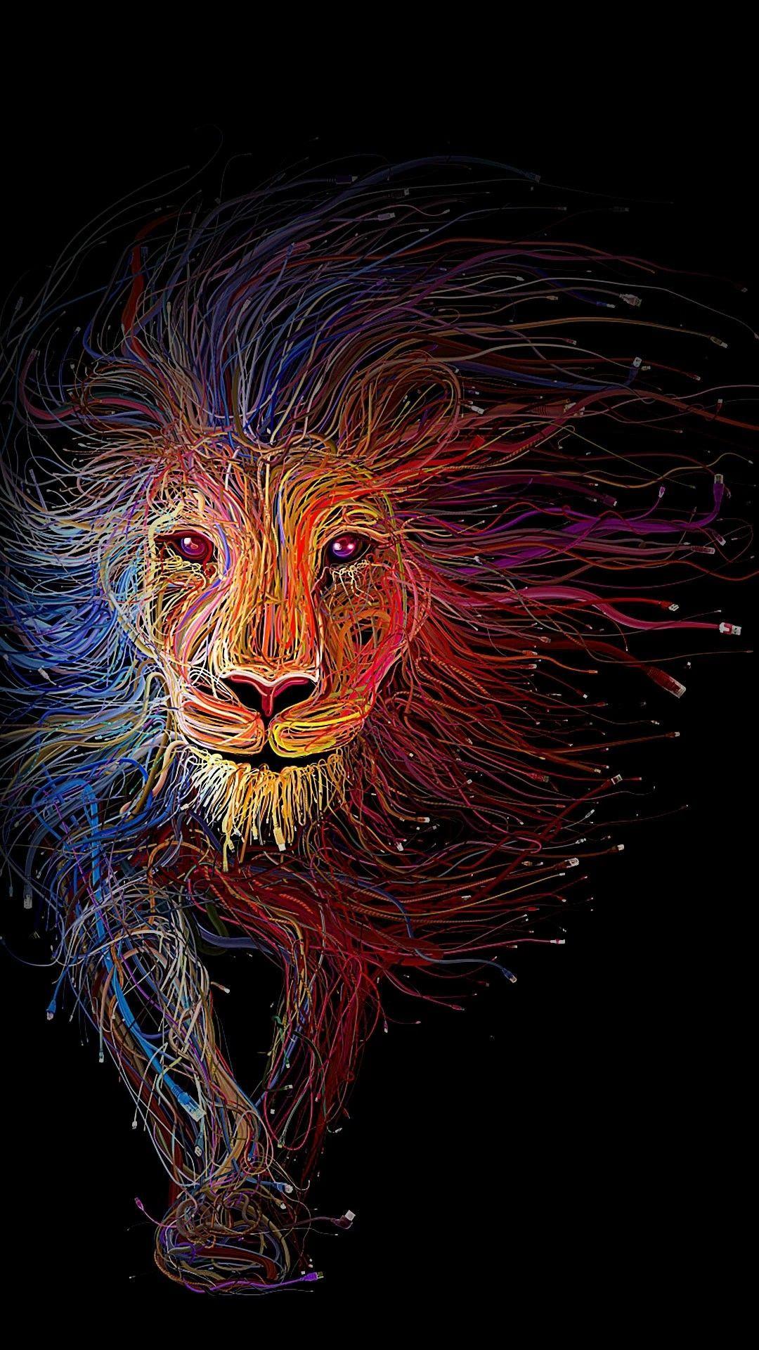 trippy lion wallpaper