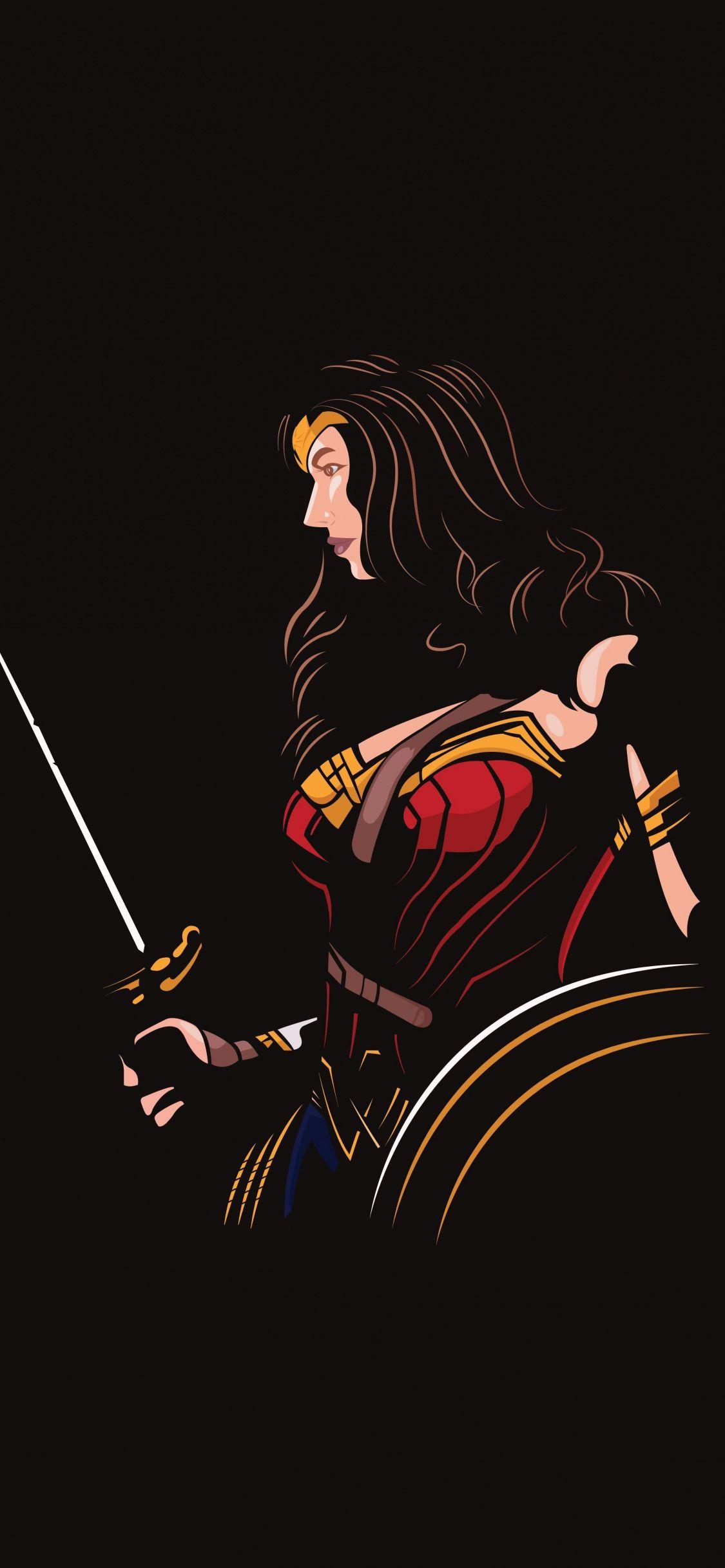 Wonder Woman, minimal, DC comics, superhero, art, 1125x2436 wallpaper. Wonder woman, Superhero art, Superhero wallpaper