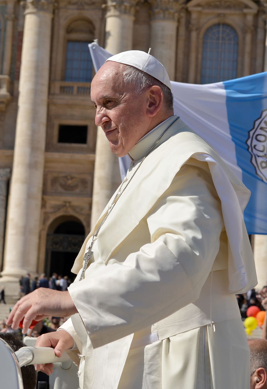 HD wallpaper: Pope Francis standing near flag, pontiff