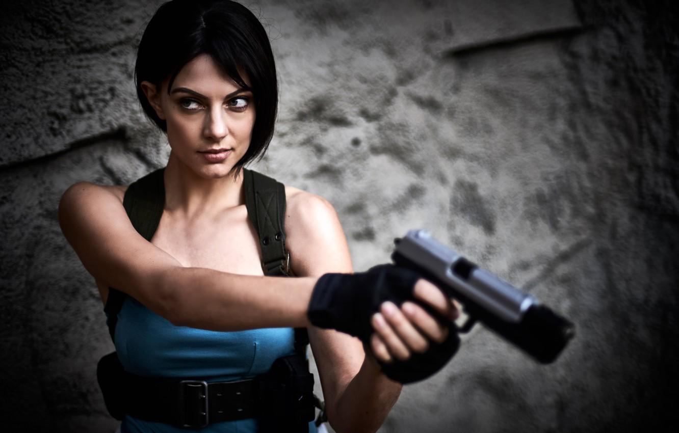 Wallpaper look, girl, weapons, Resident Evil, cosplay, Jill